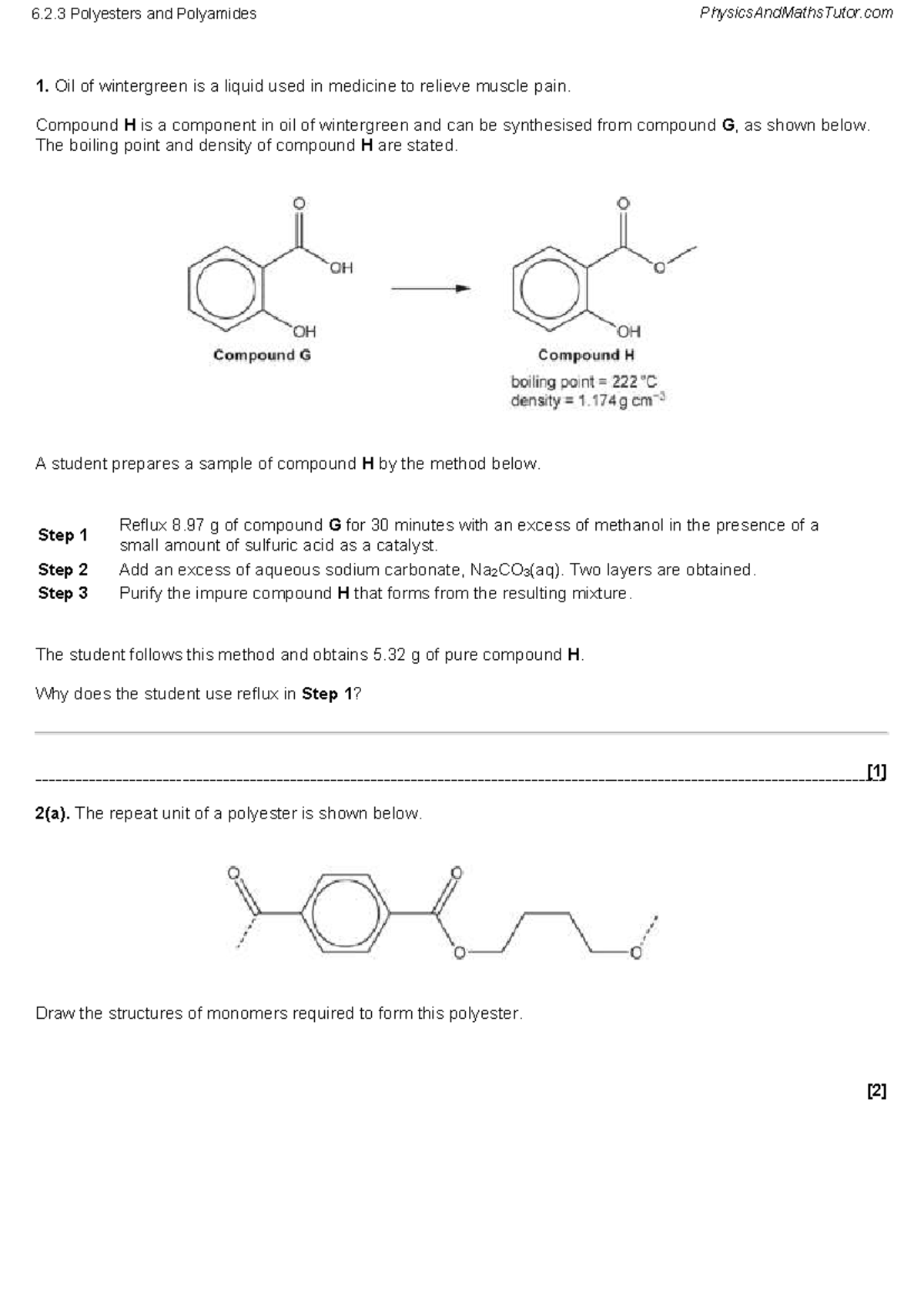 6.2.3 Polyesters and Polyamides Question Paper - Studocu