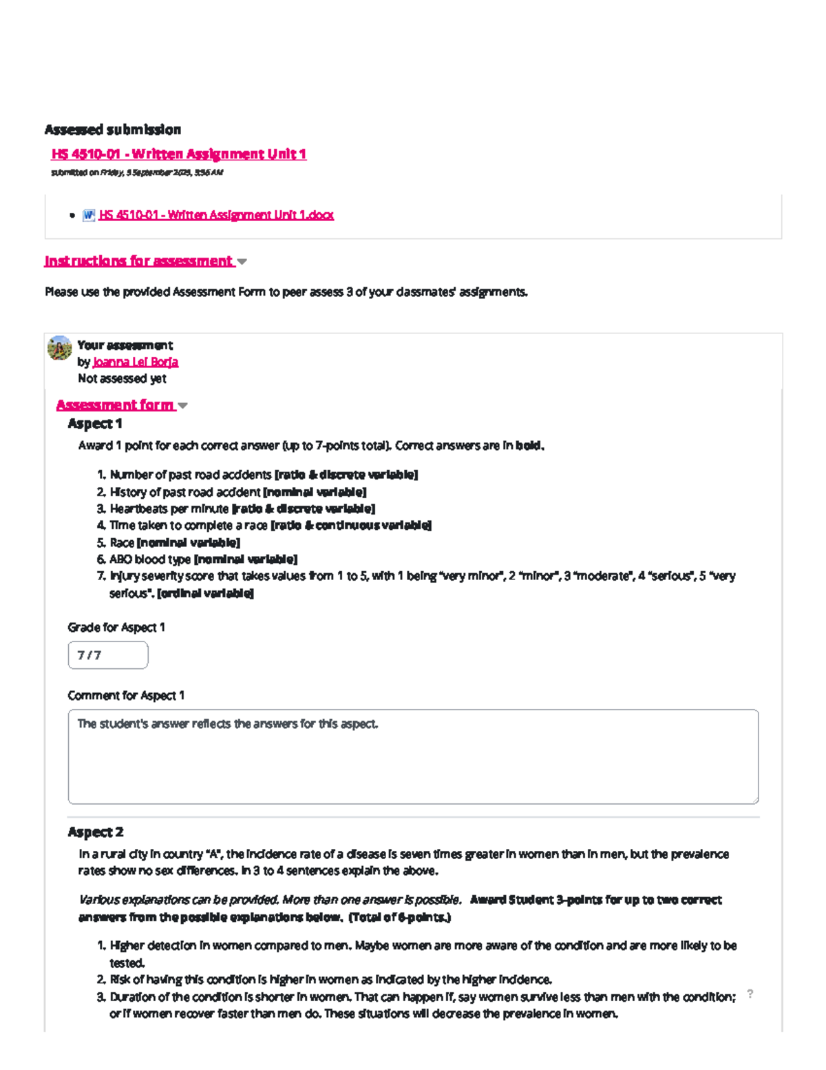 HS Written Assignment Unit 1: Answer Key and Assessment Guide - Studocu