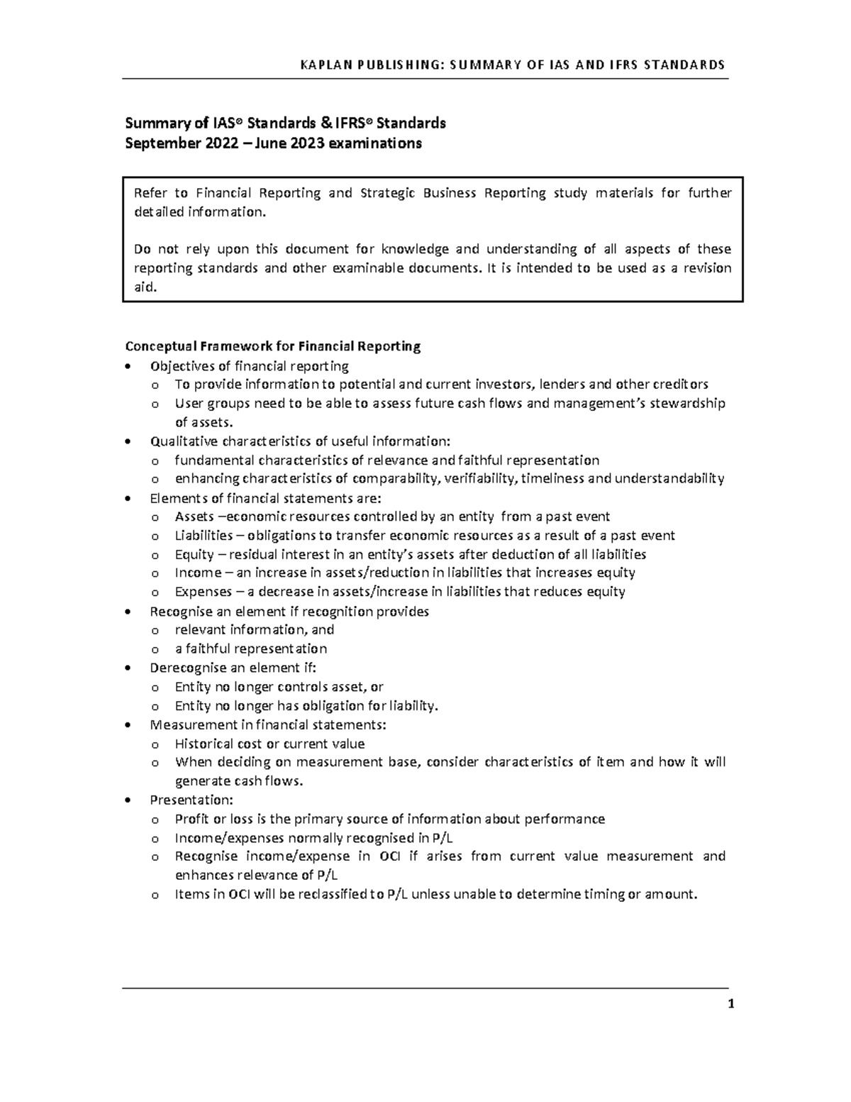 Key Provisions of IAS/IFRS Relevant to ACCA Audit Papers (Sep 2022 ...