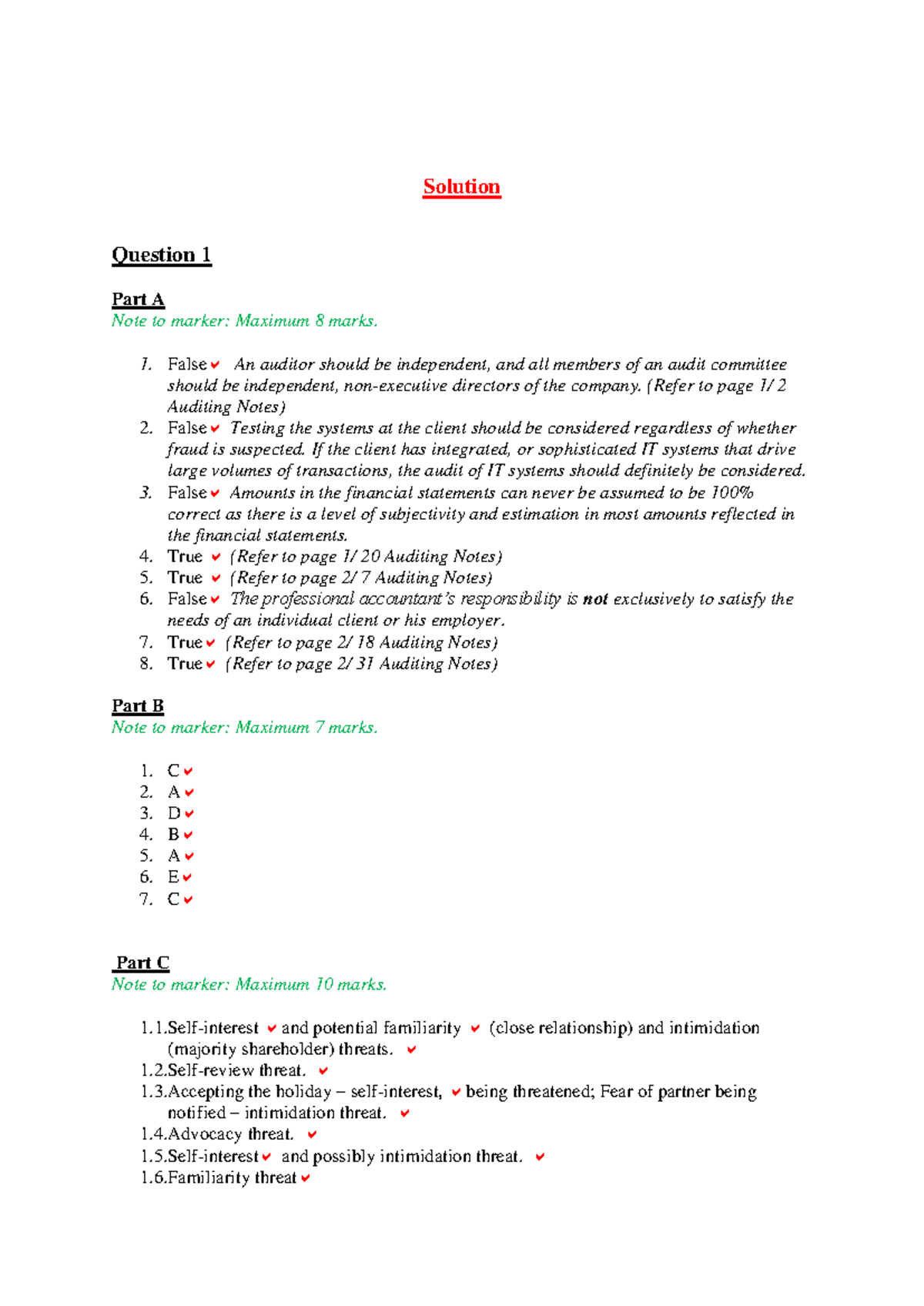 2024 June Exam: Auditing Solutions & Key Concepts (AUD 101) - Studocu