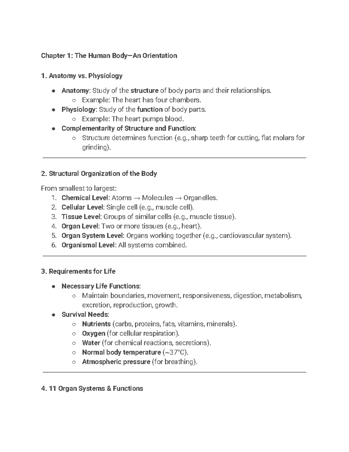 BLG 1-7: Lecture Notes on Human Anatomy and Physiology Concepts - Studocu