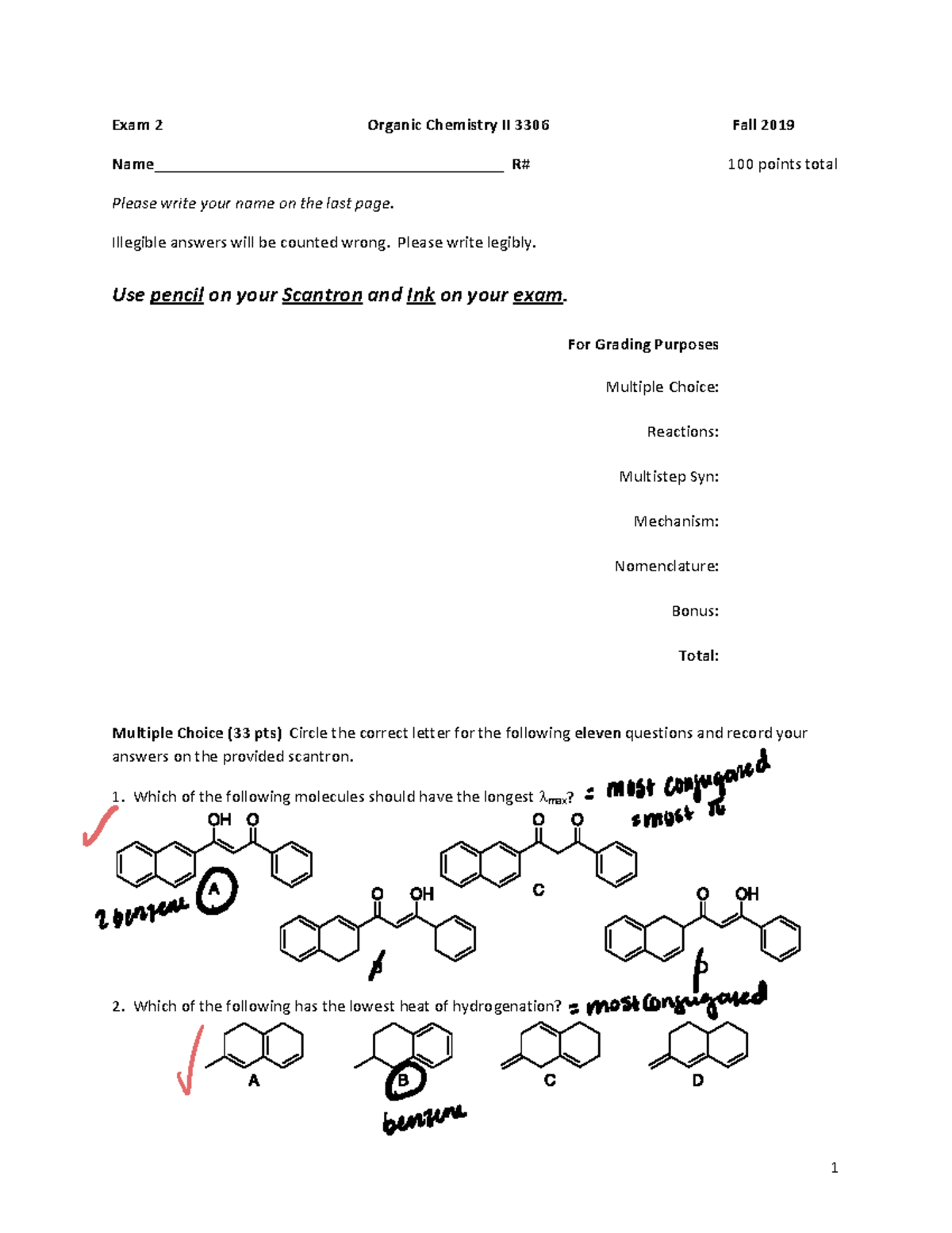 9039428 - Lecture Notes for Organic Chemistry II Exam 2 Fall 2019 - Studocu