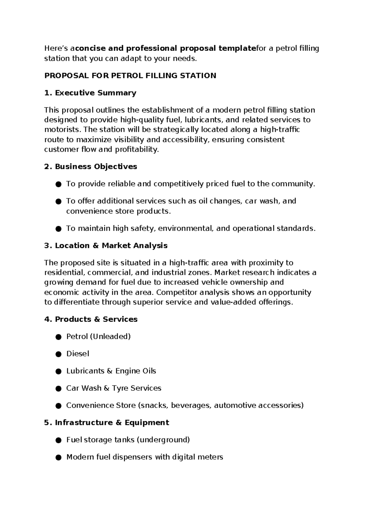 Proposal for Petrol Filling Station 1774885489811: A Comprehensive ...