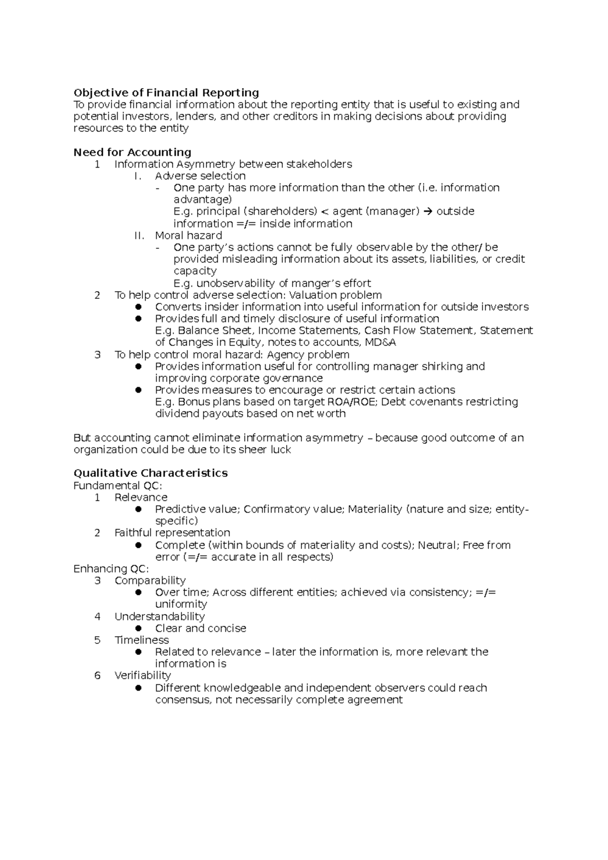 Week 1 - AC2101 week 1 summary note - Objective of Financial Reporting ...