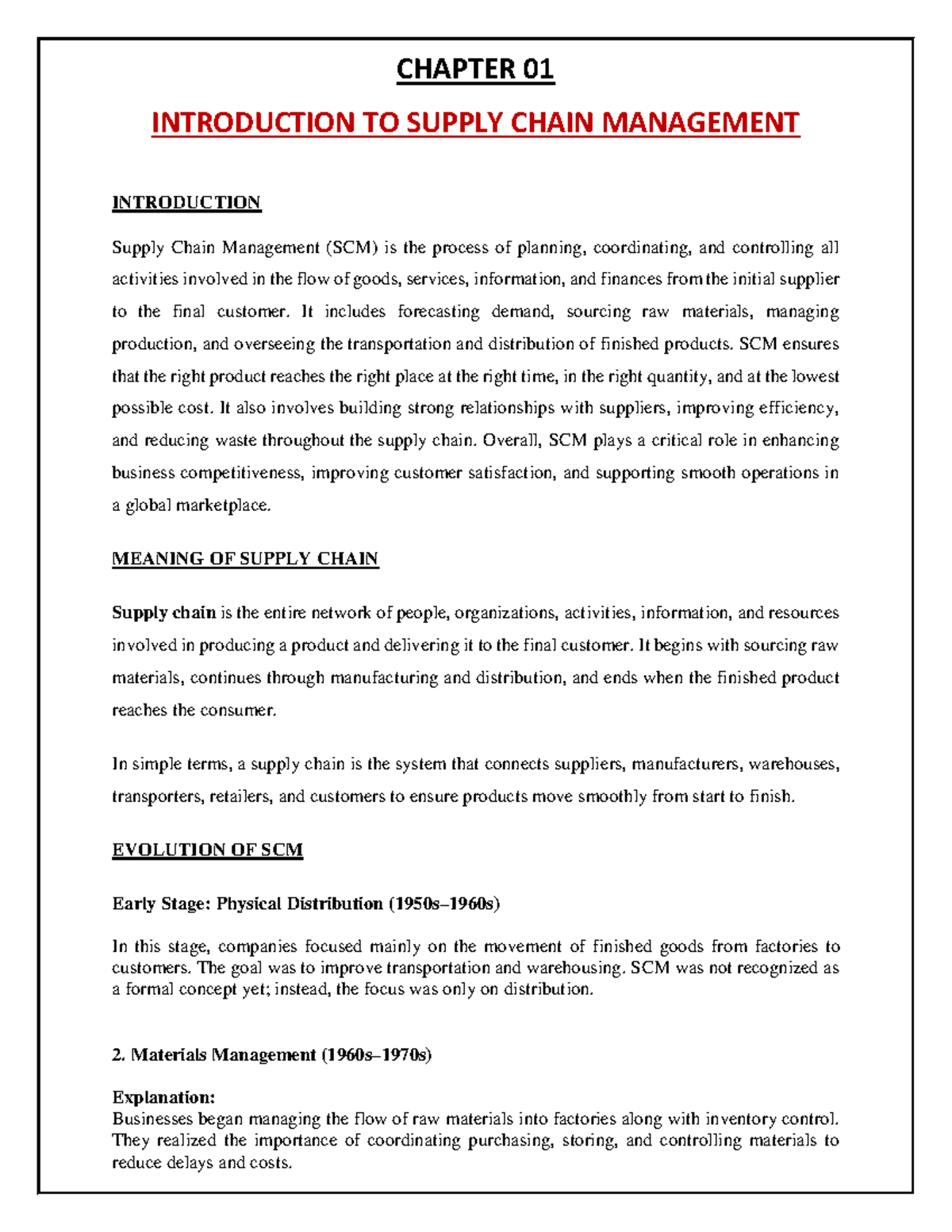 SCM 101: Comprehensive Notes on Supply Chain Management - Studocu
