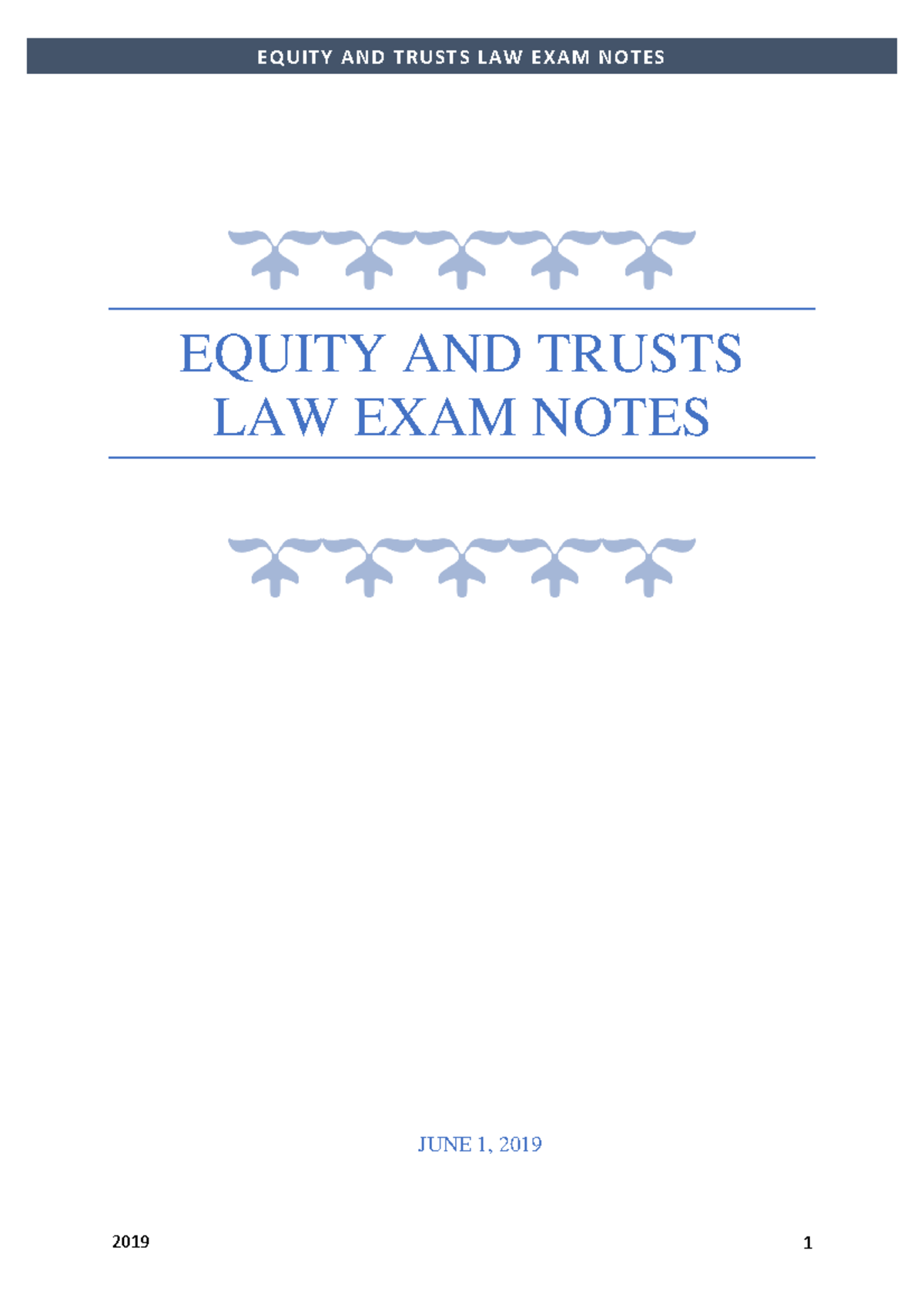 33417 - Law Exam Notes on Equity and Trusts: Key Concepts and Cases ...