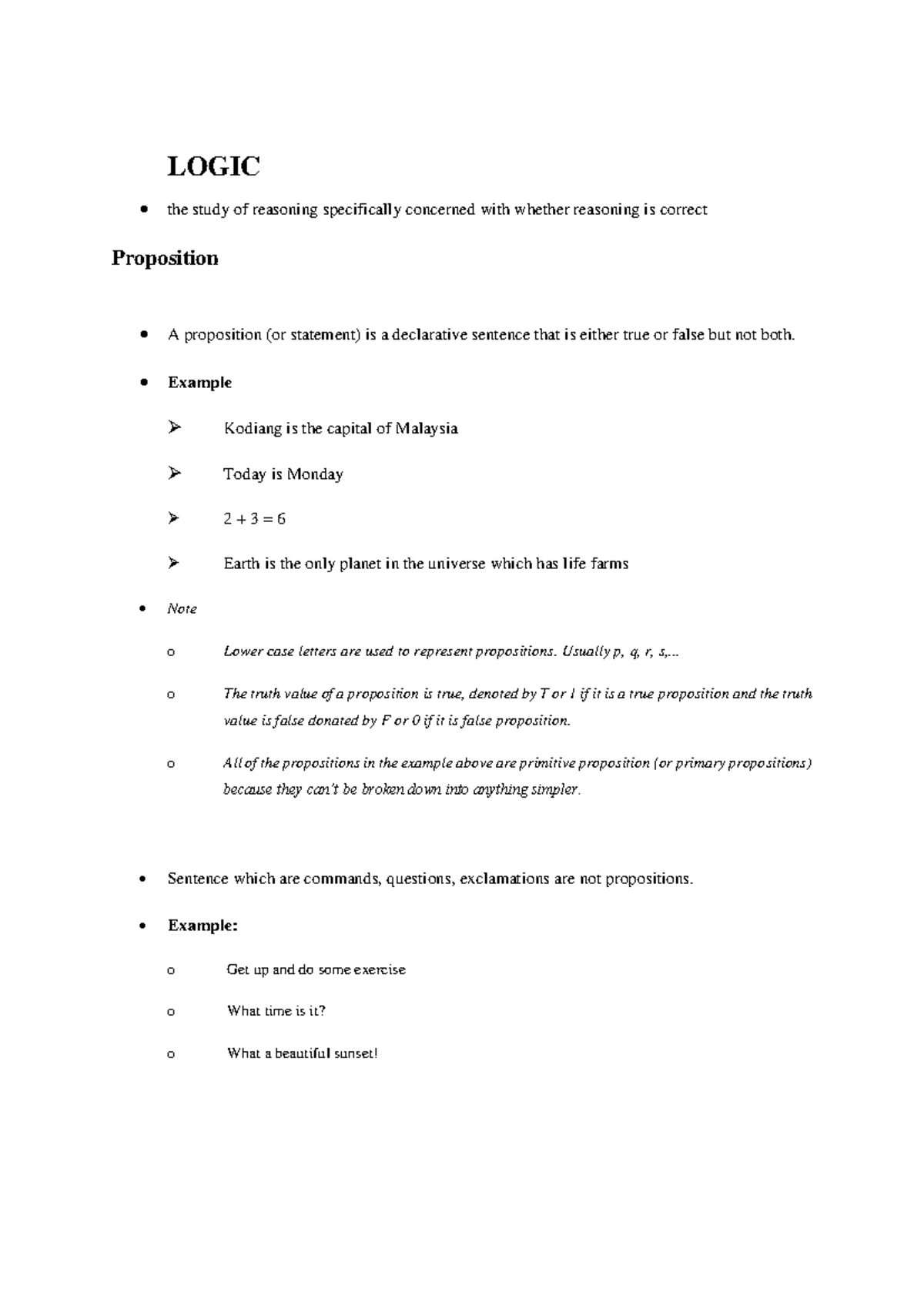 Mat222 LOGIC MATH CHAPTER2 - LOGIC ####### the study of reasoning ...