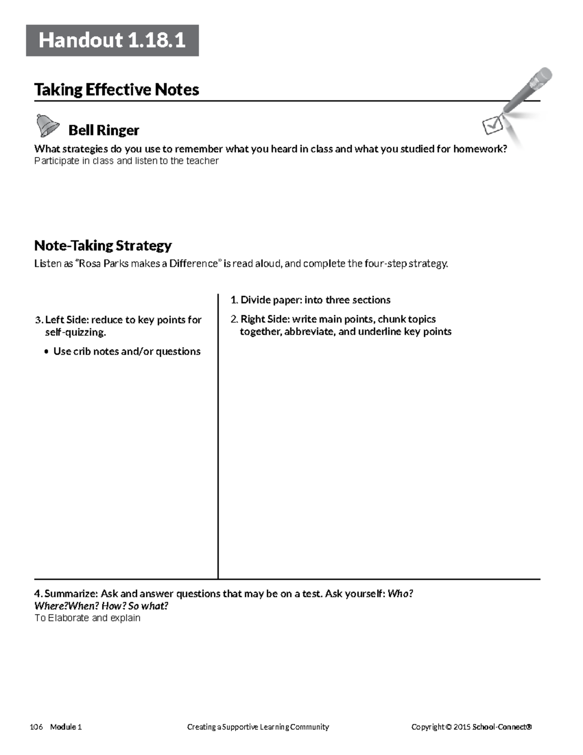 Module 1: Effective Note-Taking Strategies Handout - Studocu