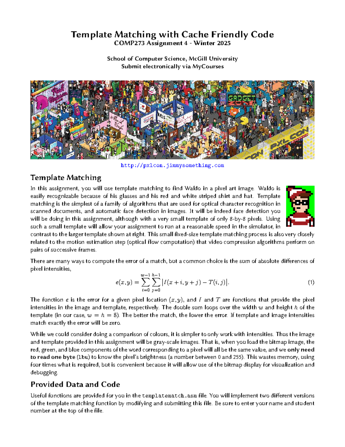 Template Matching with Cache Optimization COMP273 Assignment 4 - Studocu