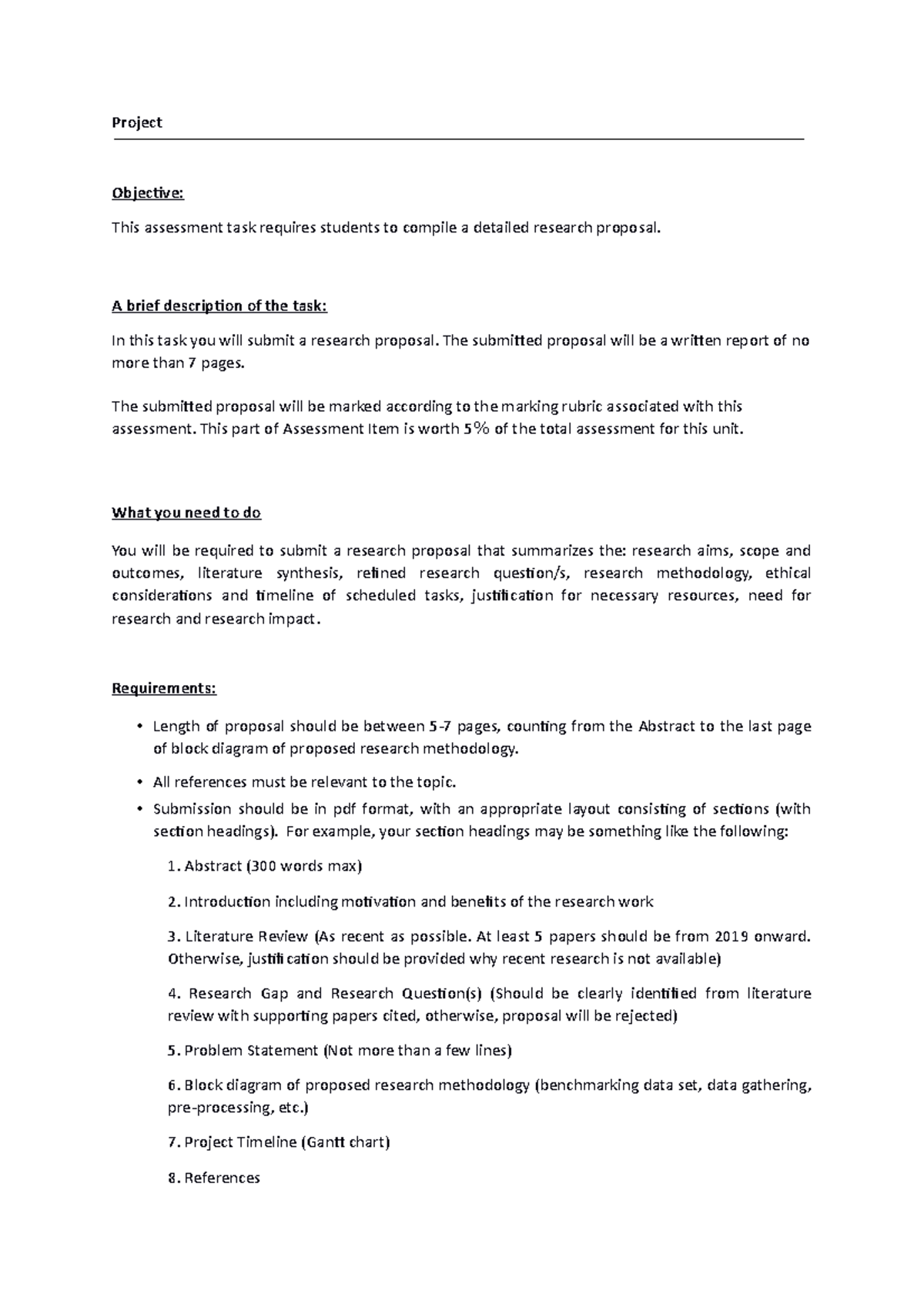Research Proposal & Marking Rubrics: Project Overview and Guidelines ...