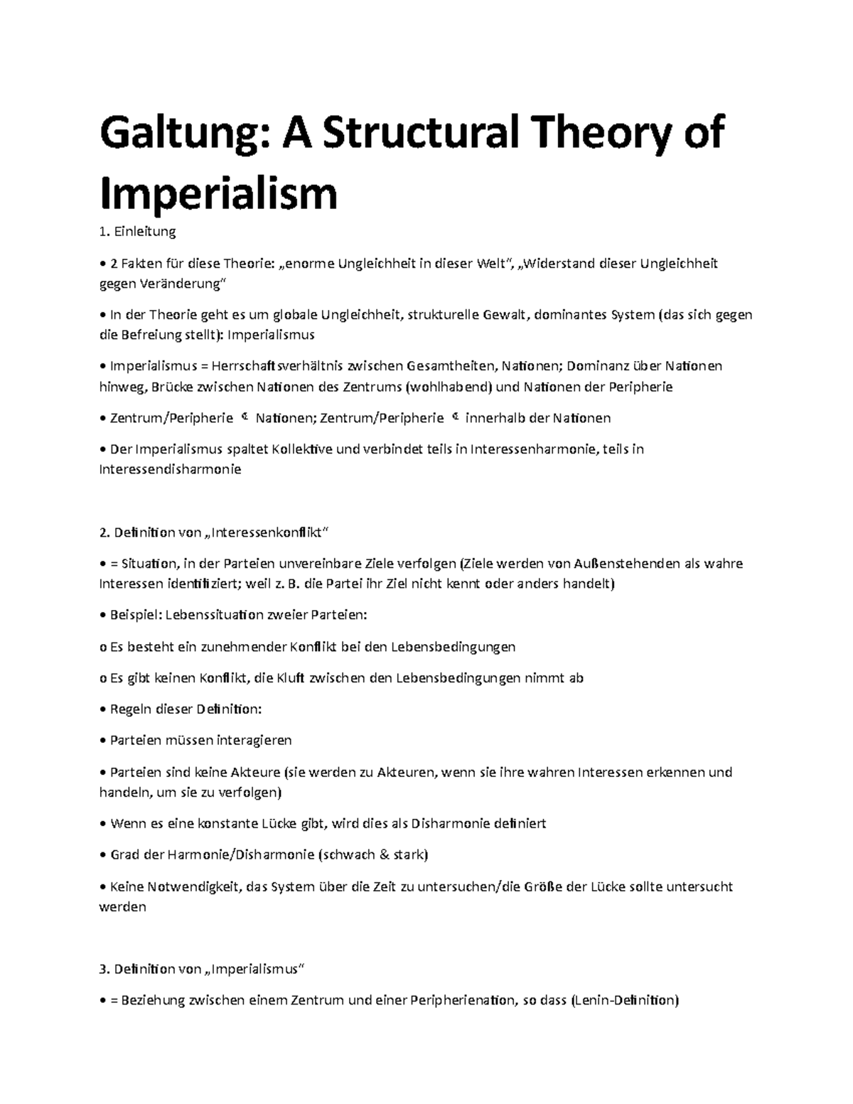 Galtung A Structural Theory of Imperialism: Key Points & Insights - Studocu