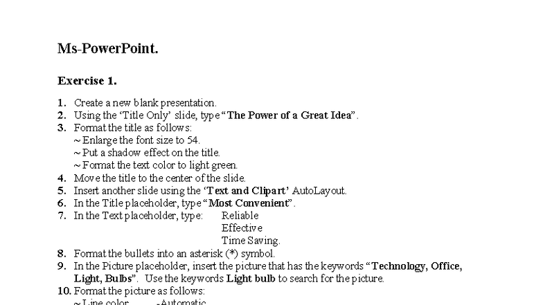 Practical Exercises - PowerPoint Presentation Guide - Studocu