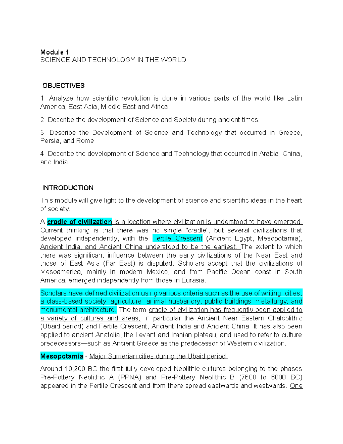STS-Module-1 - STS module 1 - Module 1 SCIENCE AND TECHNOLOGY IN THE ...