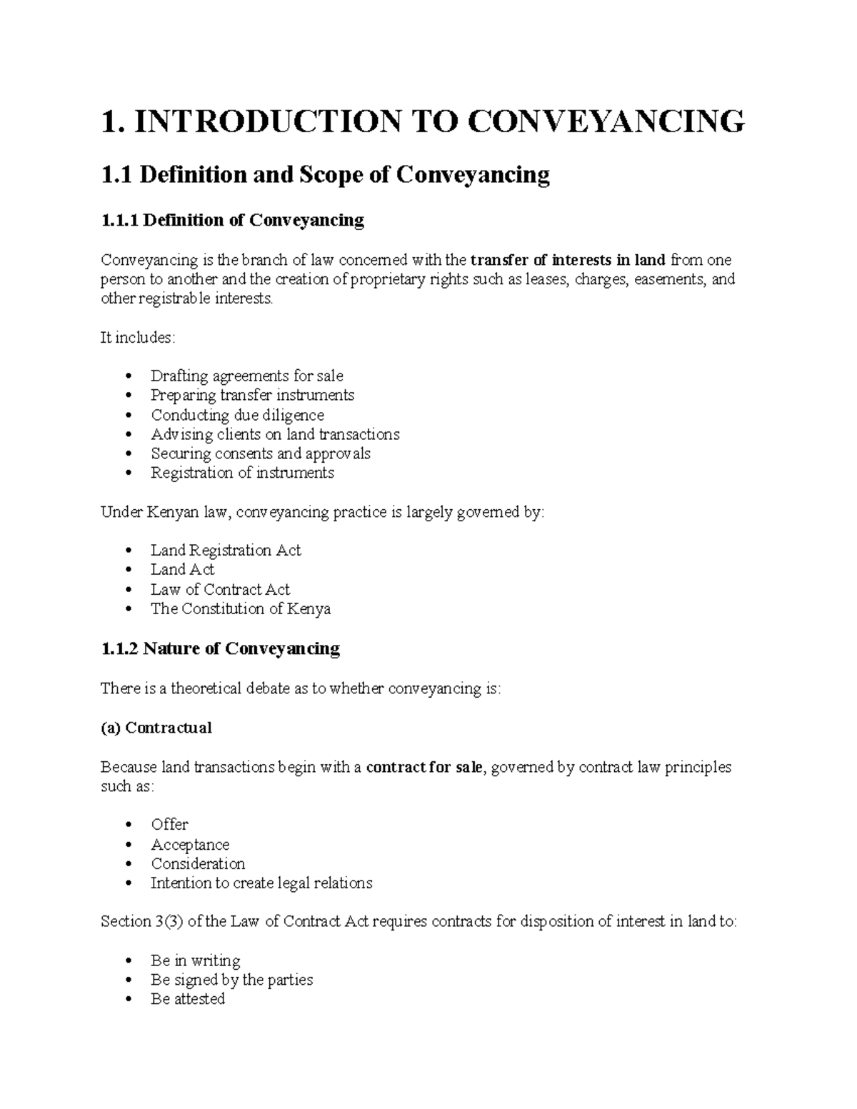 Conveyancing Revision Notes (LAW 101): Key Concepts and Procedures ...