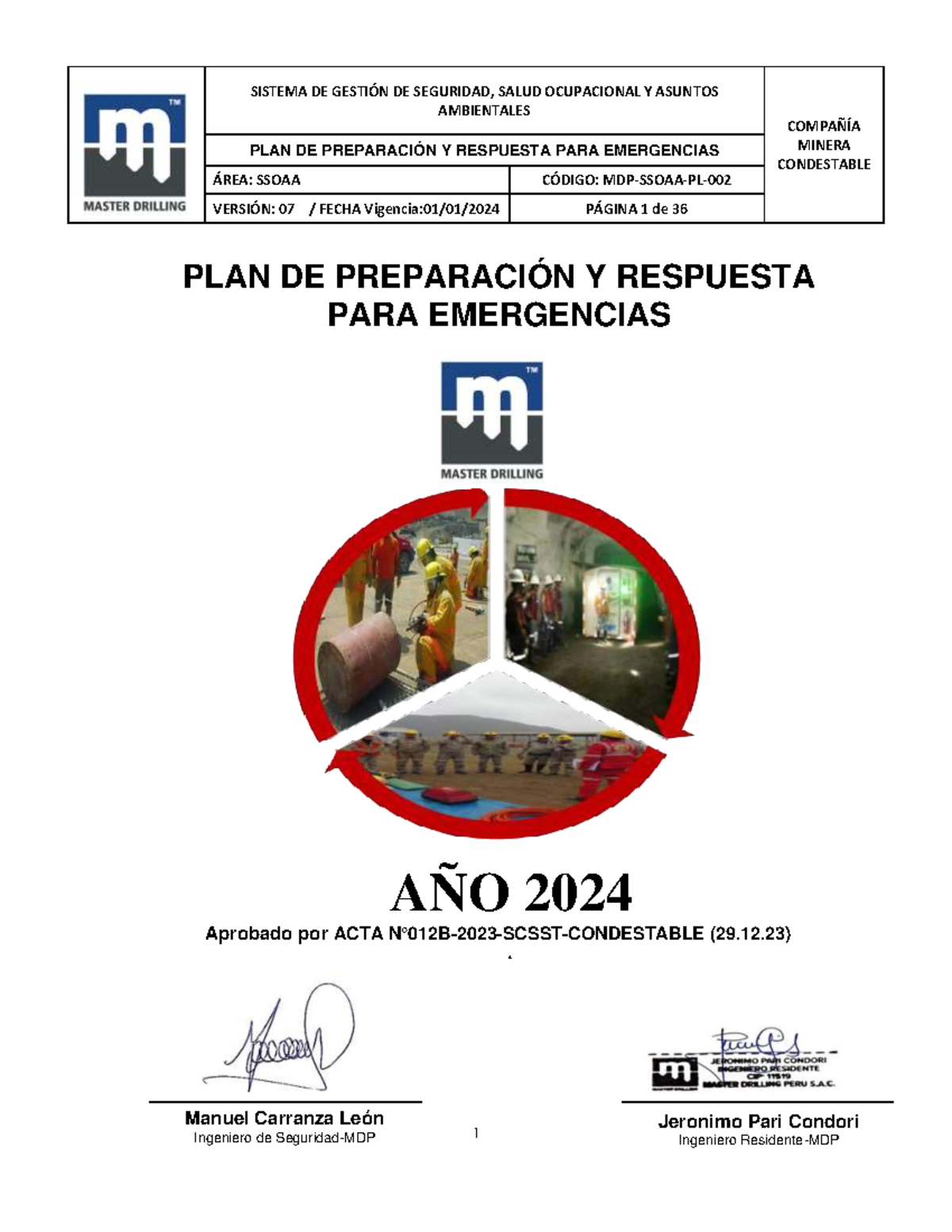 PLAN DE PREPARACIÓN Y RESPUESTA A EMERGENCIAS 2024 - SSOAA MDP - Studocu