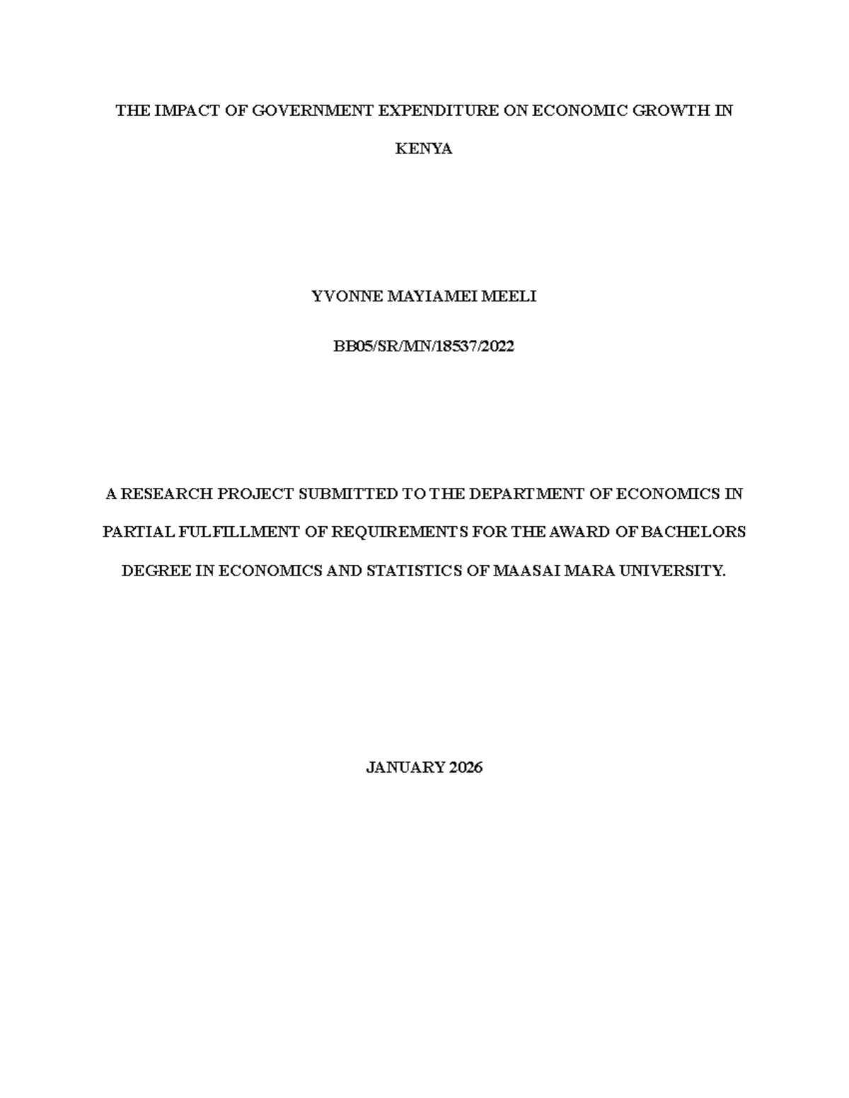 Impact of Gov't Expenditure on Economic Growth in Kenya: Methodology ...