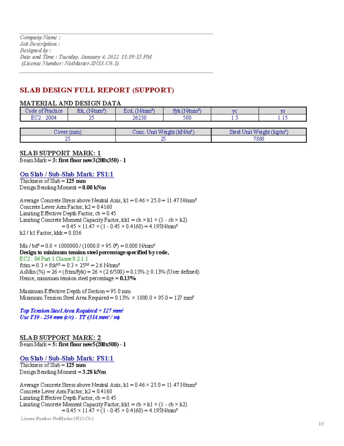 Slab Support Design Report (EC2: 04) - Full Analysis and ...