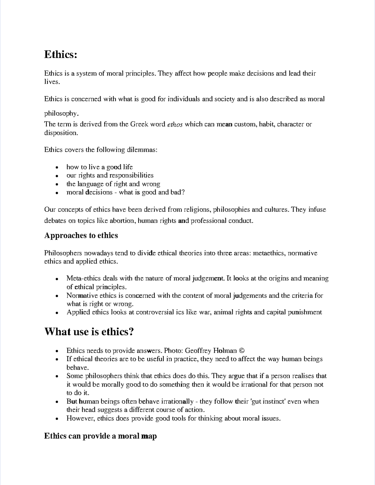 Ethics: Understanding Moral Principles and Theories (PHIL 101) - Studocu