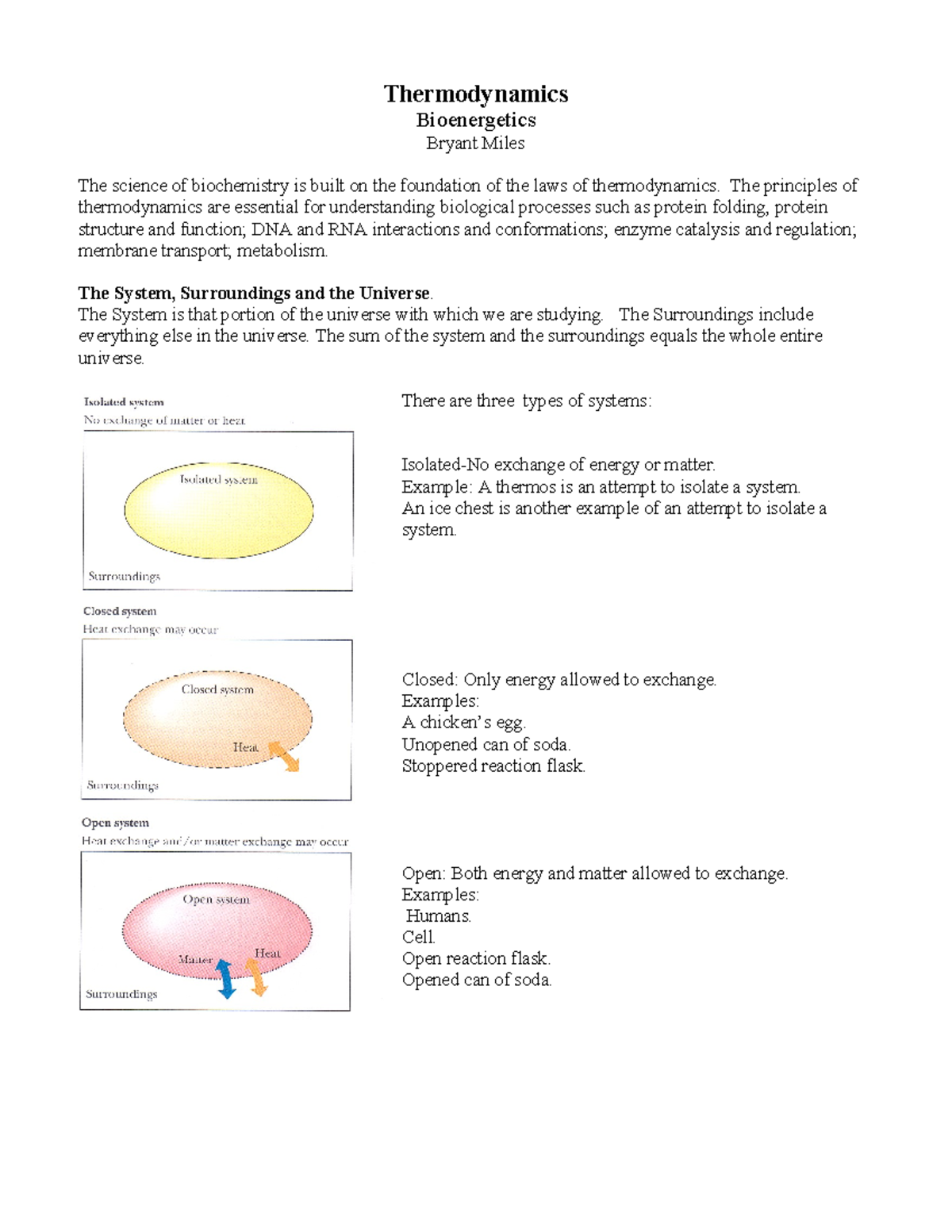 Professor Notes Thermodynamics - Thermodynamics Bioenergetics Bryant ...