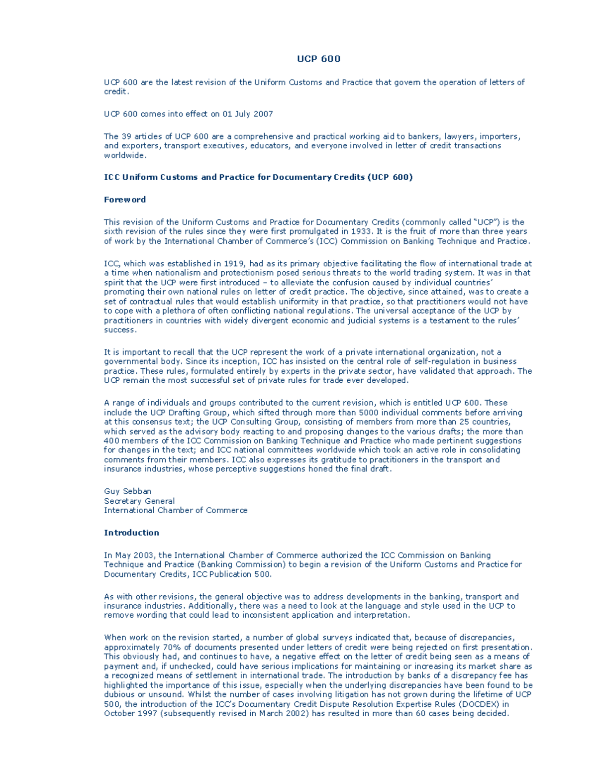 UCP 600: Comprehensive Overview of Uniform Customs and Practice for ...
