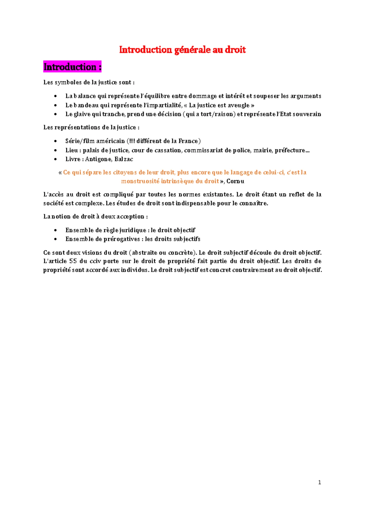 Introduction Générale AU Droit - CM: Sources et Organisation du Droit ...