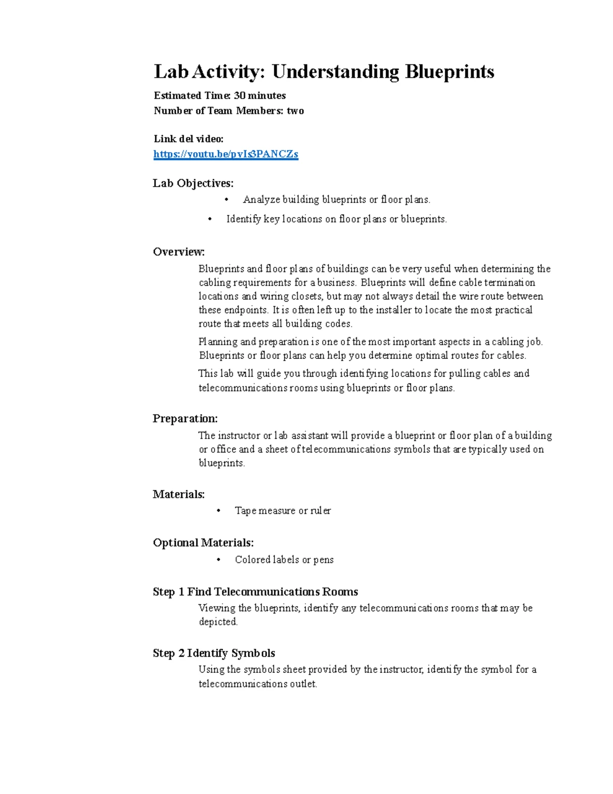 2021 2379 LAB Final 2 - Blueprint Analysis for Cabling Setup - Studocu