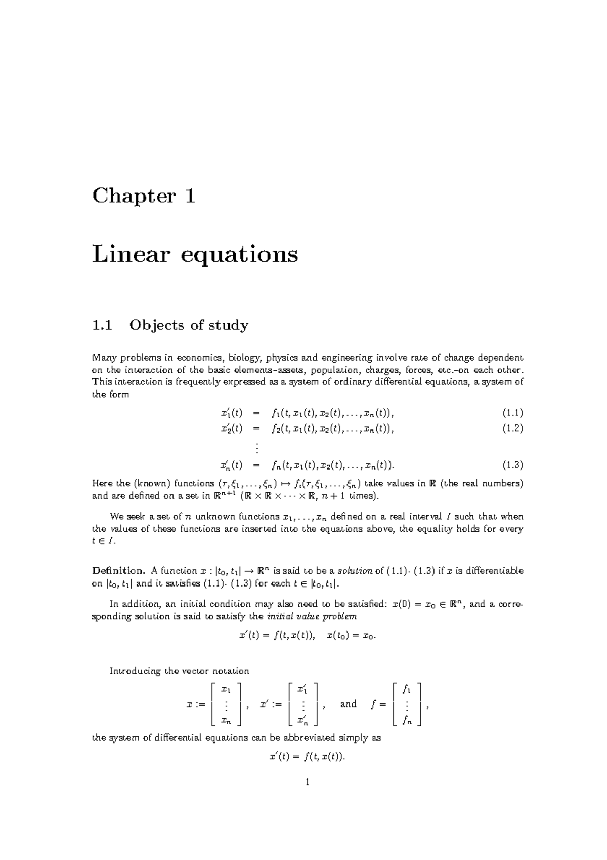 MA209 2008 Notes - Linear equations - Chapter 1 Linear equations 1 ...