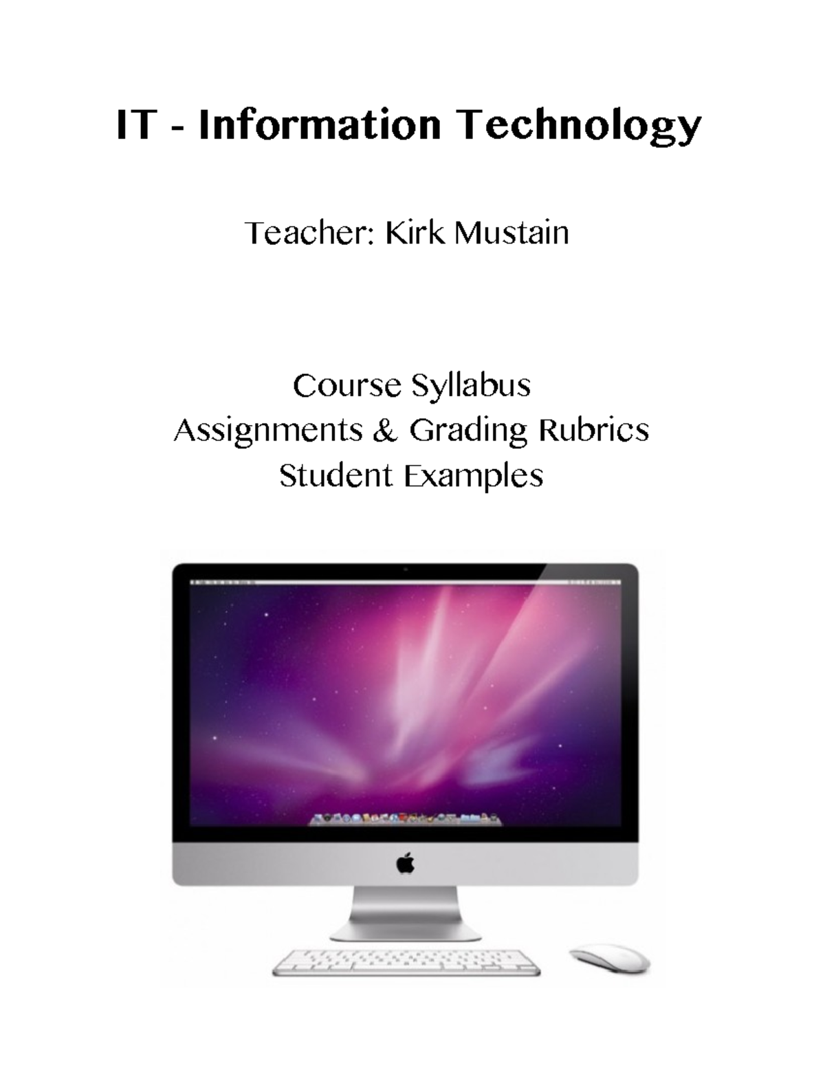 IT 101 - Intro to Information Technology Syllabus & Assignments Guide ...