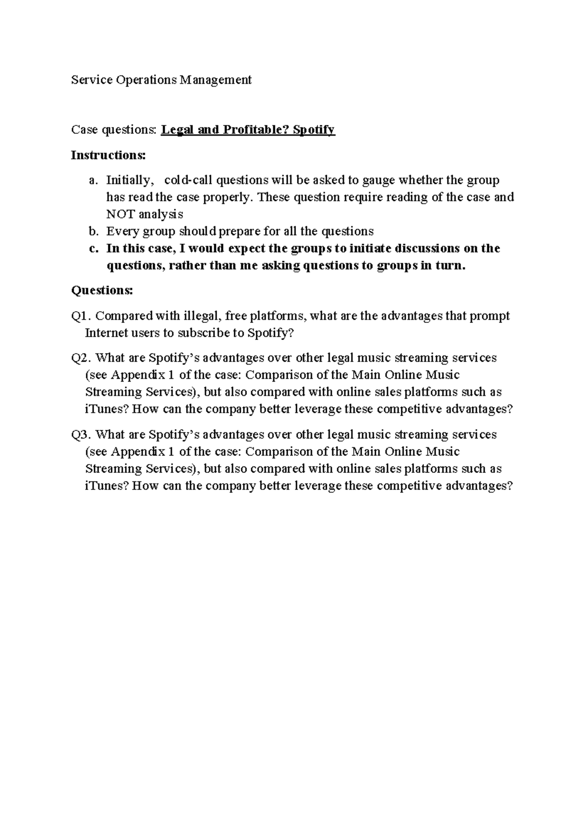 Service Operations Management Case Study: Spotify's Legal Advantages ...