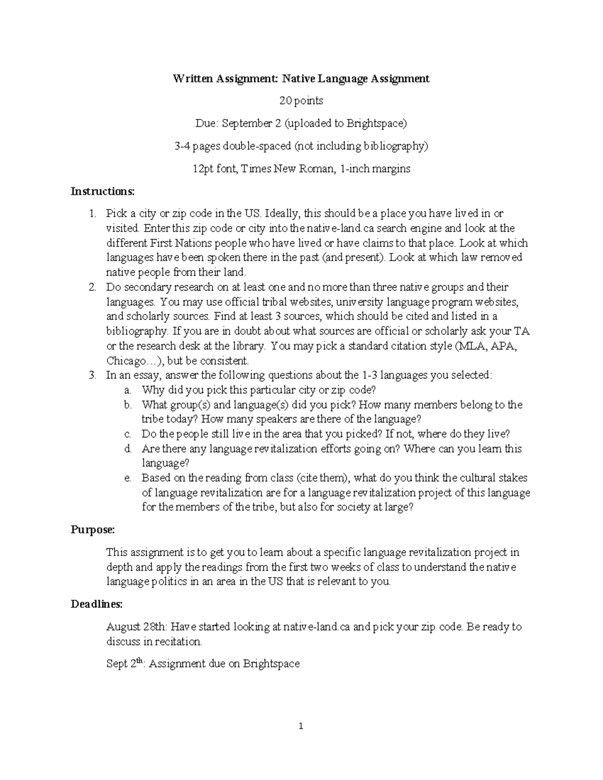 Native Language Assignment (2025): Exploring Revitalization Efforts ...