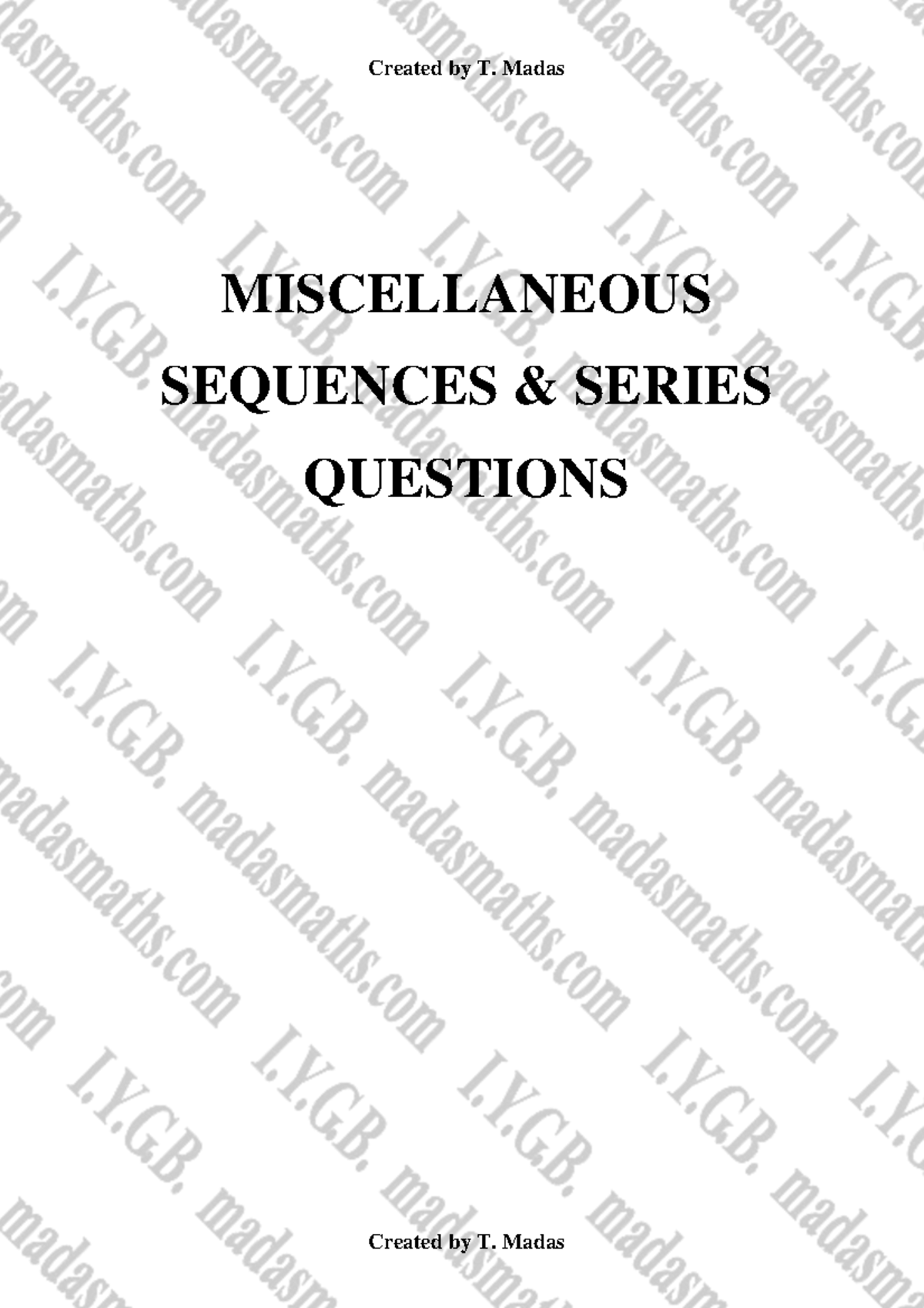 MP2-D to MP2-P - Past Paper Solutions for Sequences & Series - Studocu