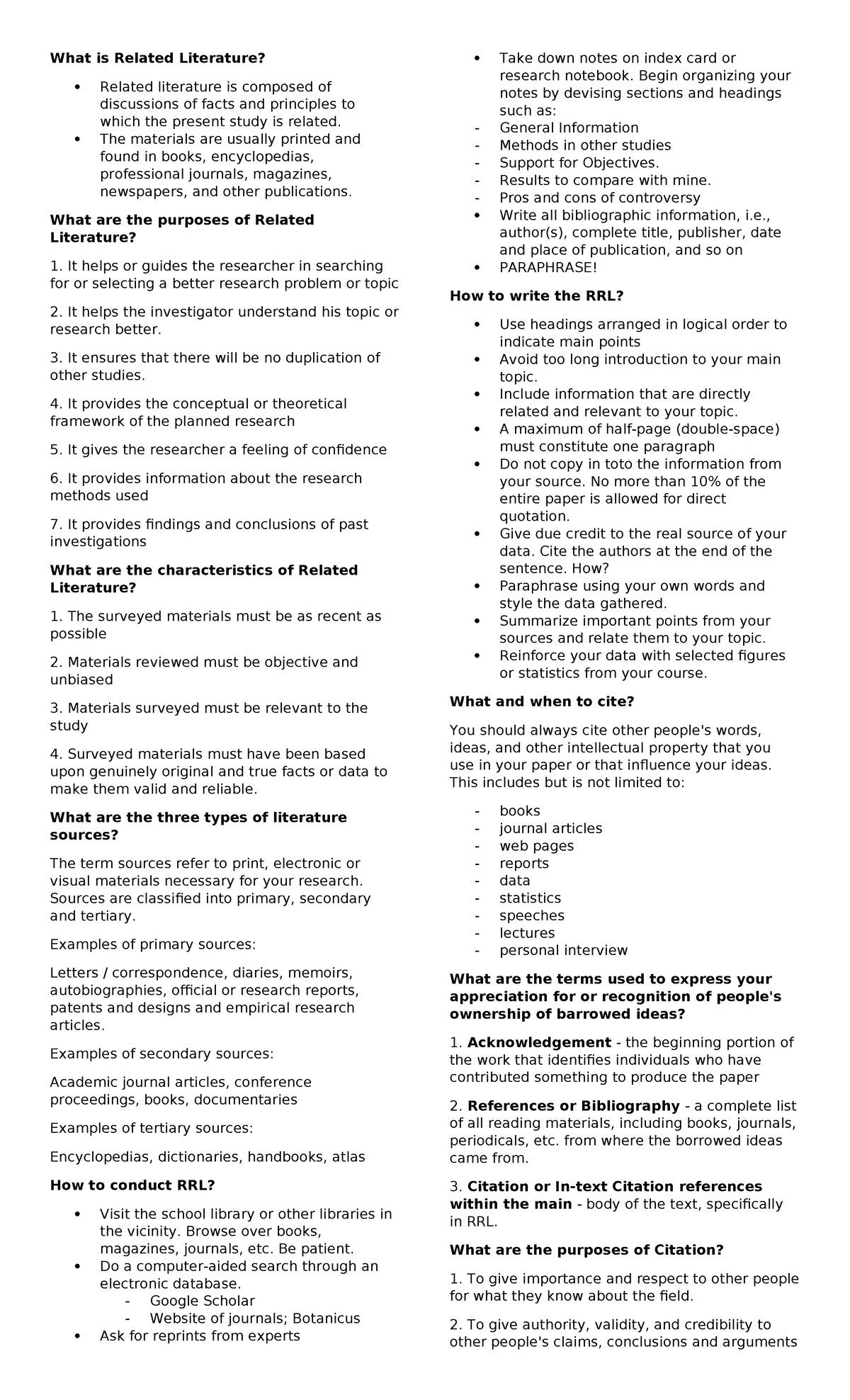 RRL Notes on Related Literature for Research Studies (Course Code ...