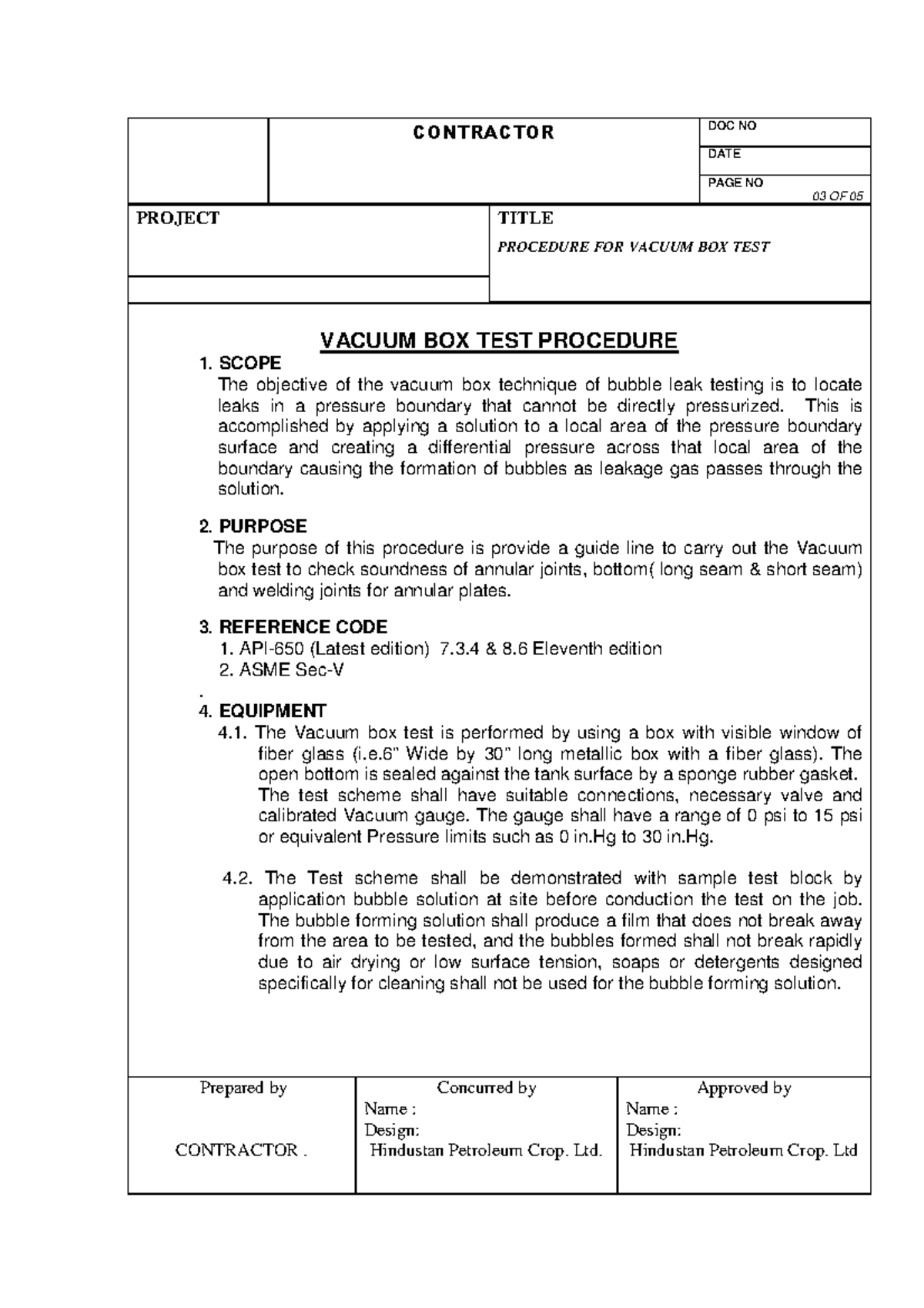 217884723 Vacuum Box Test Procedure Guidelines - Studocu