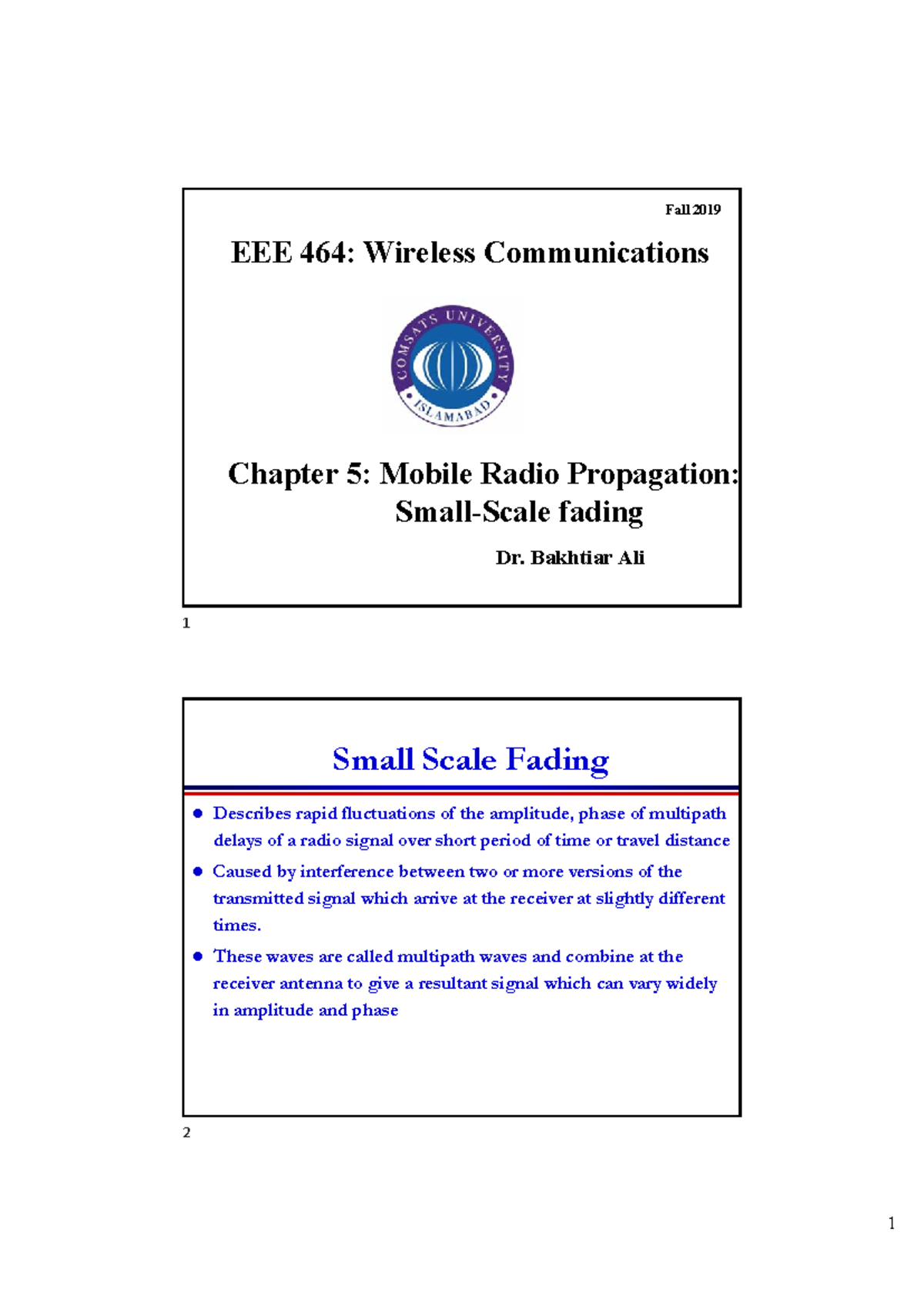 Chapter 5 - Lecture notes 5 - EEE 464: Wireless Communications Chapter ...