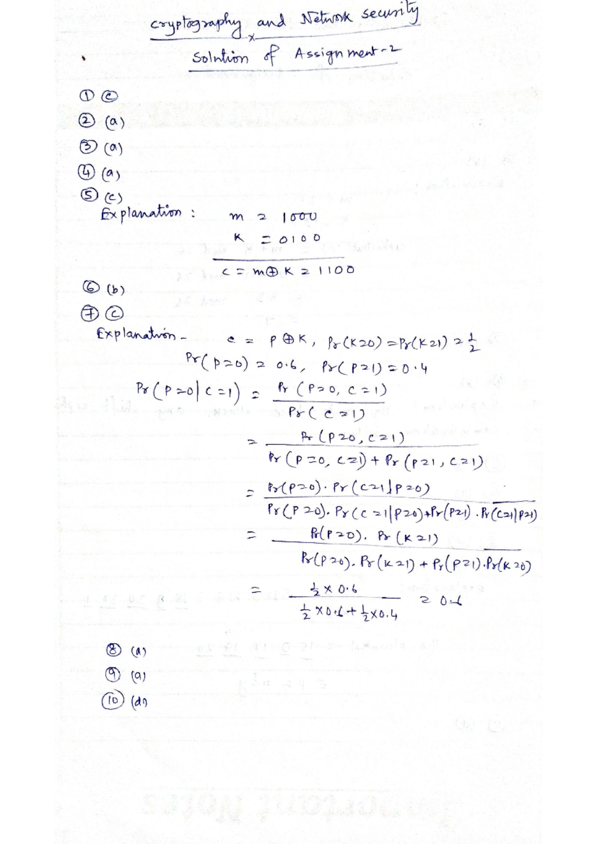 Cryptography X & Network Security Assignment 2 Solutions - Studocu