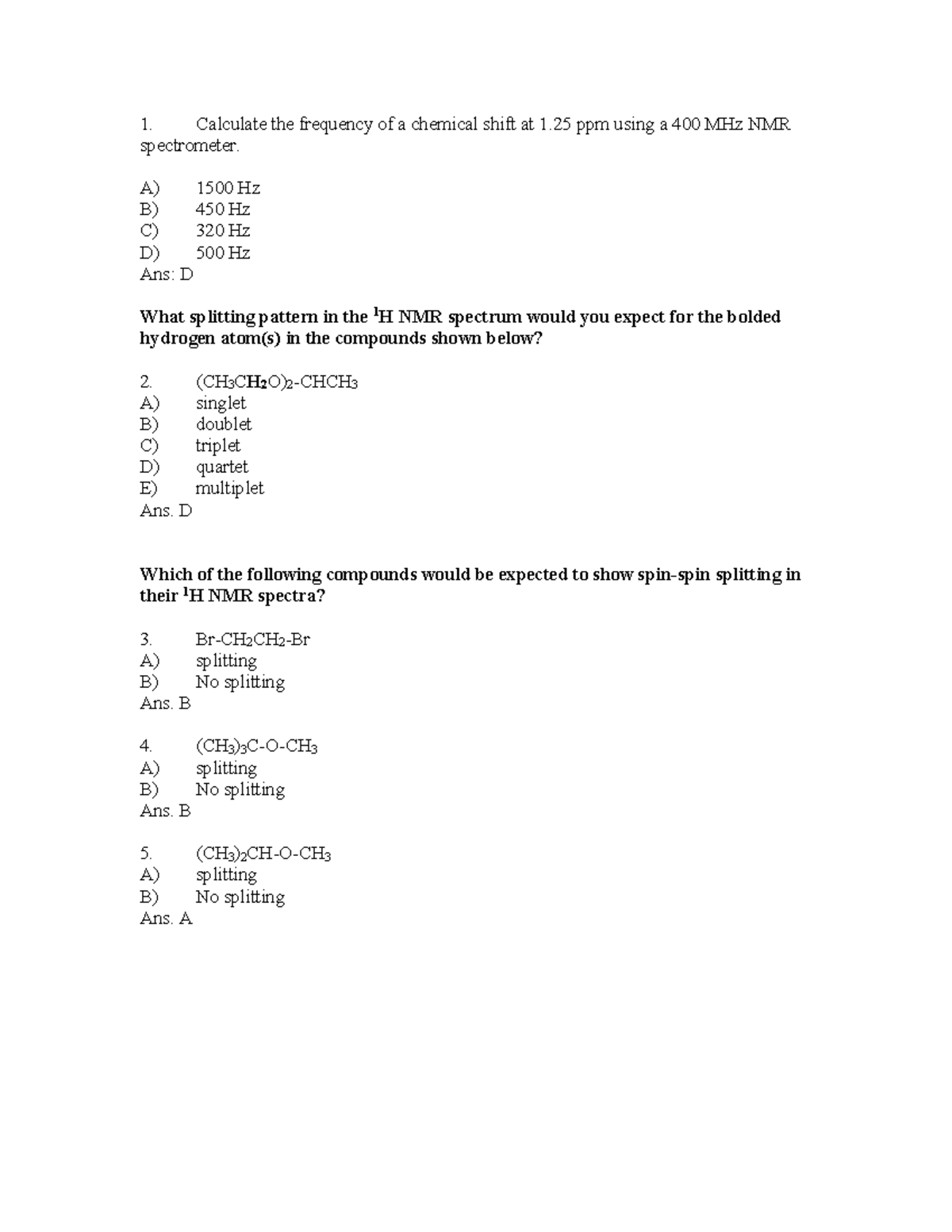 Practice Exam 2 Answers for Organic Chemistry (CHEM 101) - Studocu