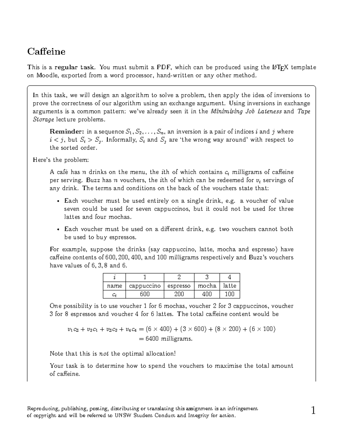 COMP3121 Final Exam: Caffeine Allocation Algorithm Analysis - Studocu