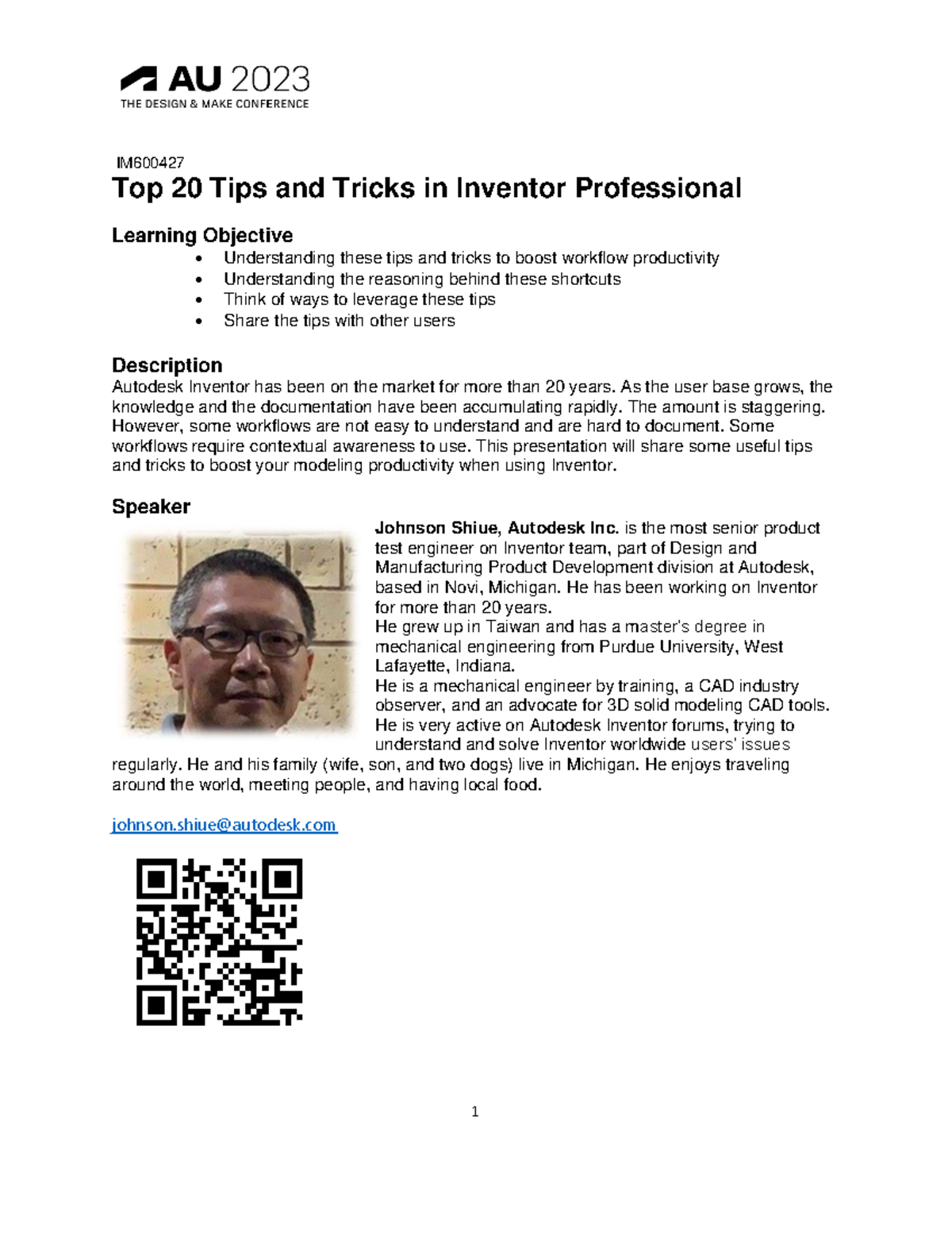 IM600427 Top 20 Tips & Tricks for Autodesk Inventor Professional - Studocu