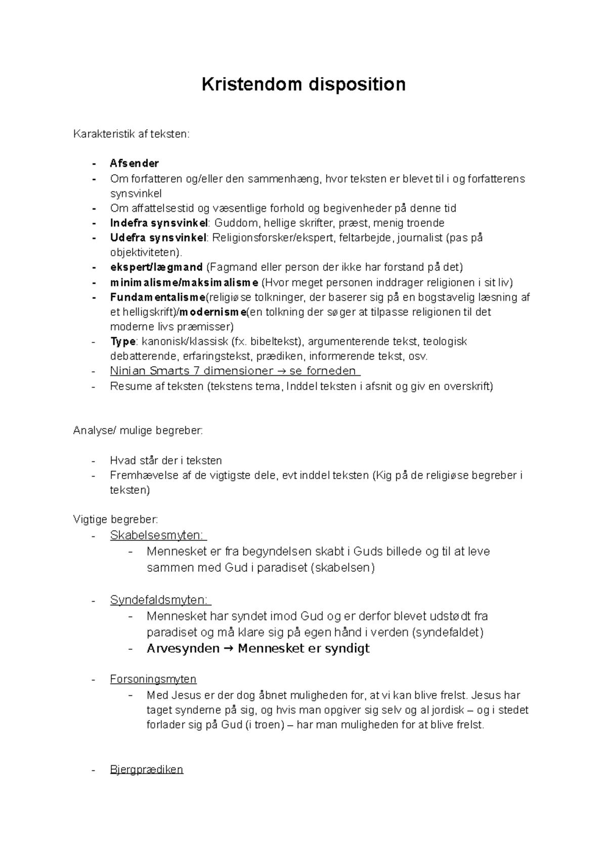 Kristendom 9.a - Synopsis om Ondskab, Synd & Fristelser - Studocu