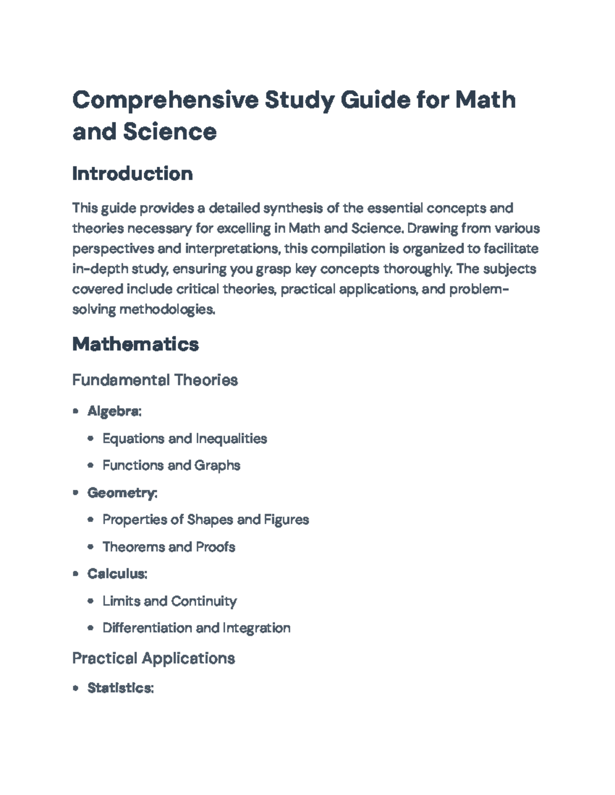 Comprehensive Study Guide for Math & Science: Key Concepts & Techniques ...