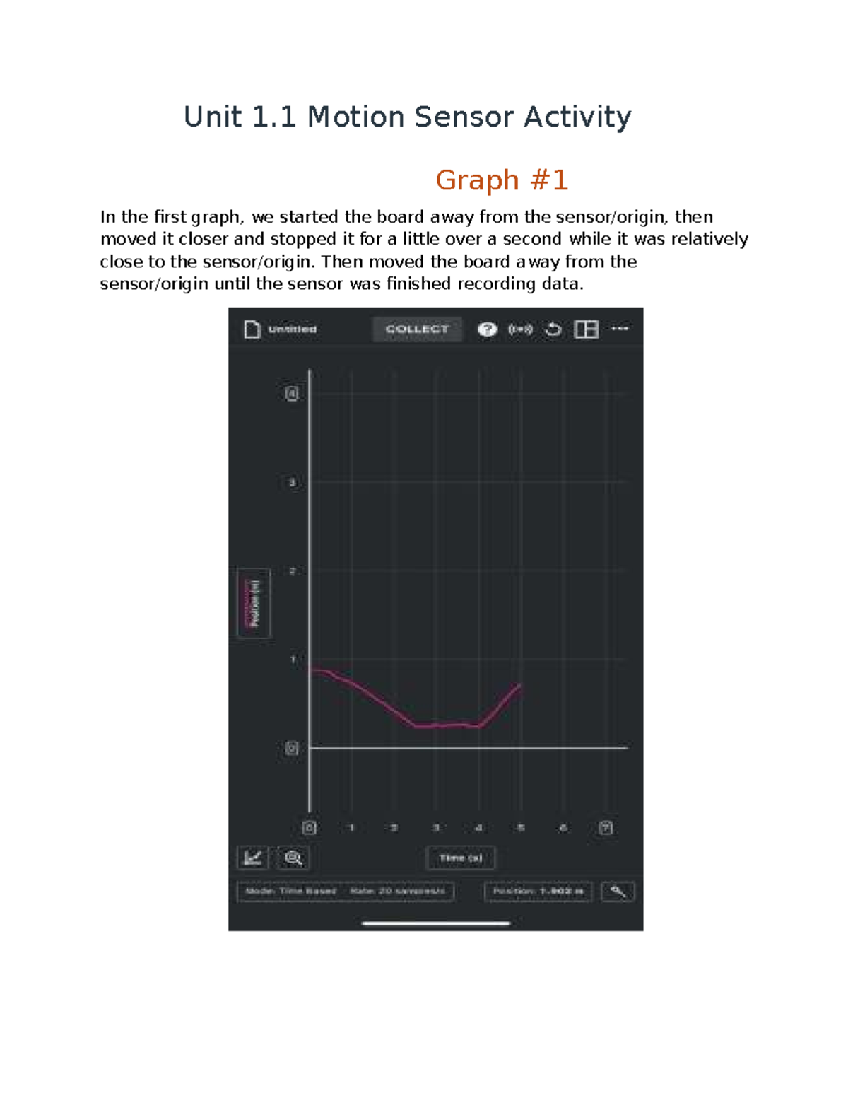 Unit 1.1 Motion Sensor Activity: Analyzing Graphs and Movements - Studocu
