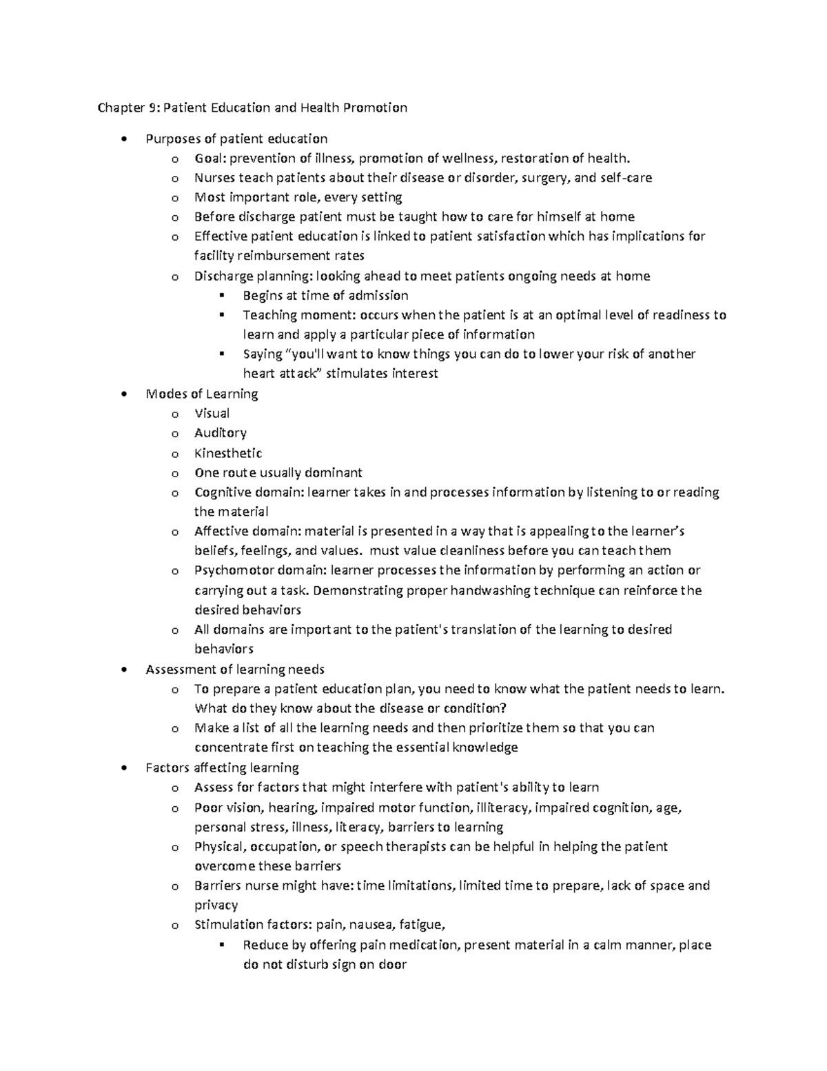 Chapter 9 - Fundamentals of nursing textbook notes - Chapter 9: Patient ...