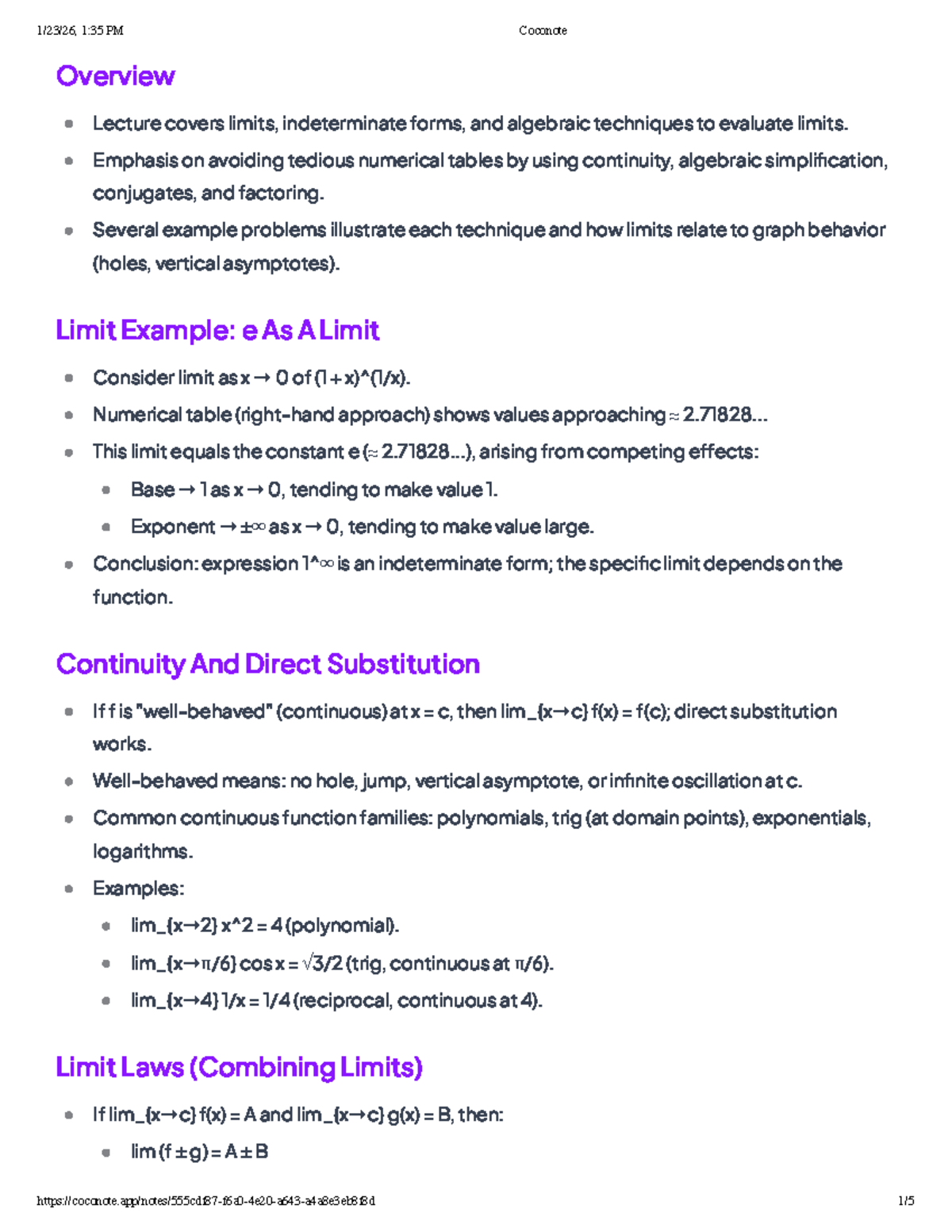 Indeterminate Forms Of Limits Examples