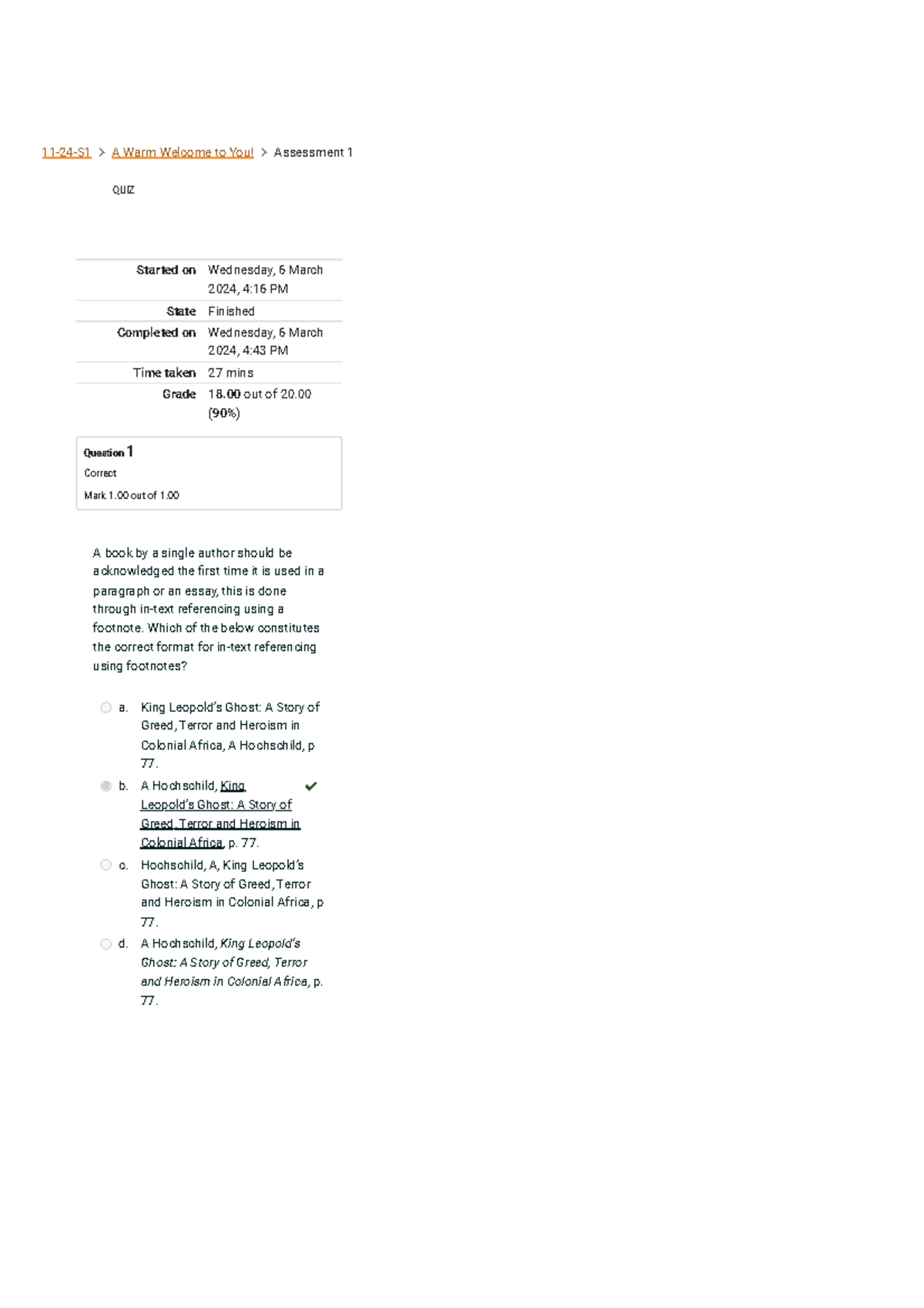 HSY1511 Assessment 1 Quiz Review: Referencing and Essay Structure ...