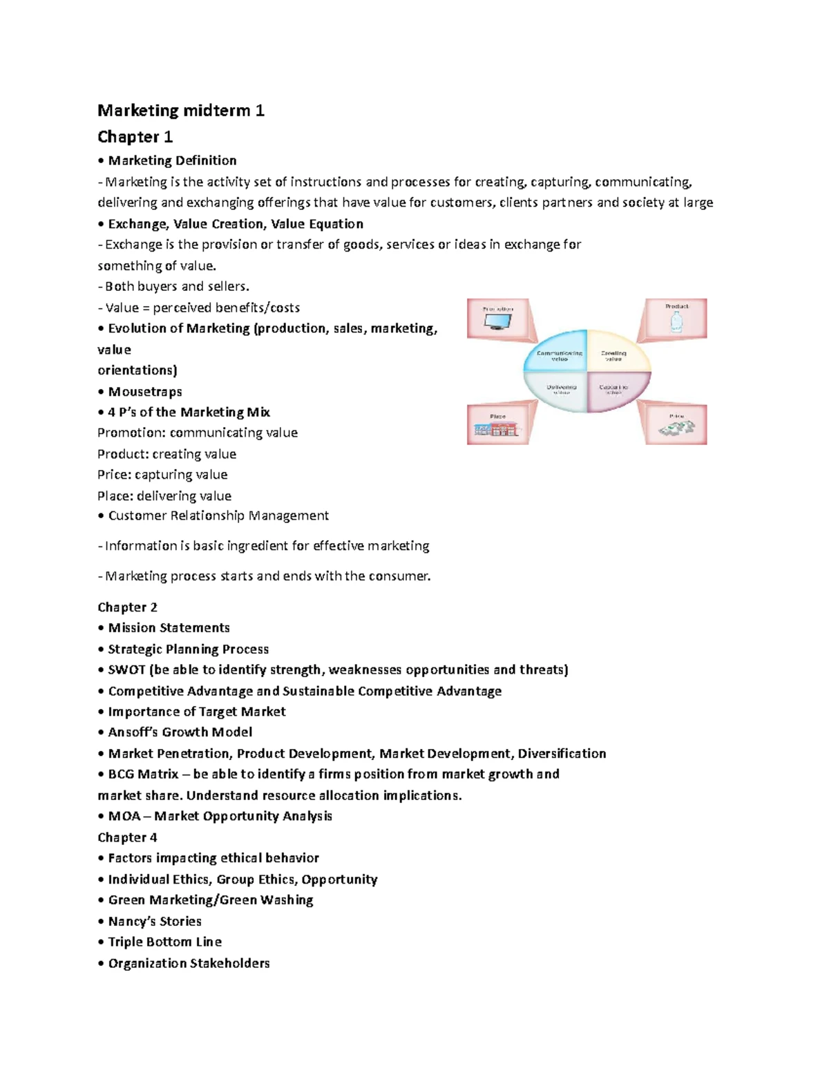MKT 101 Lecture Notes: Intro to Marketing Concepts & Definitions - Studocu