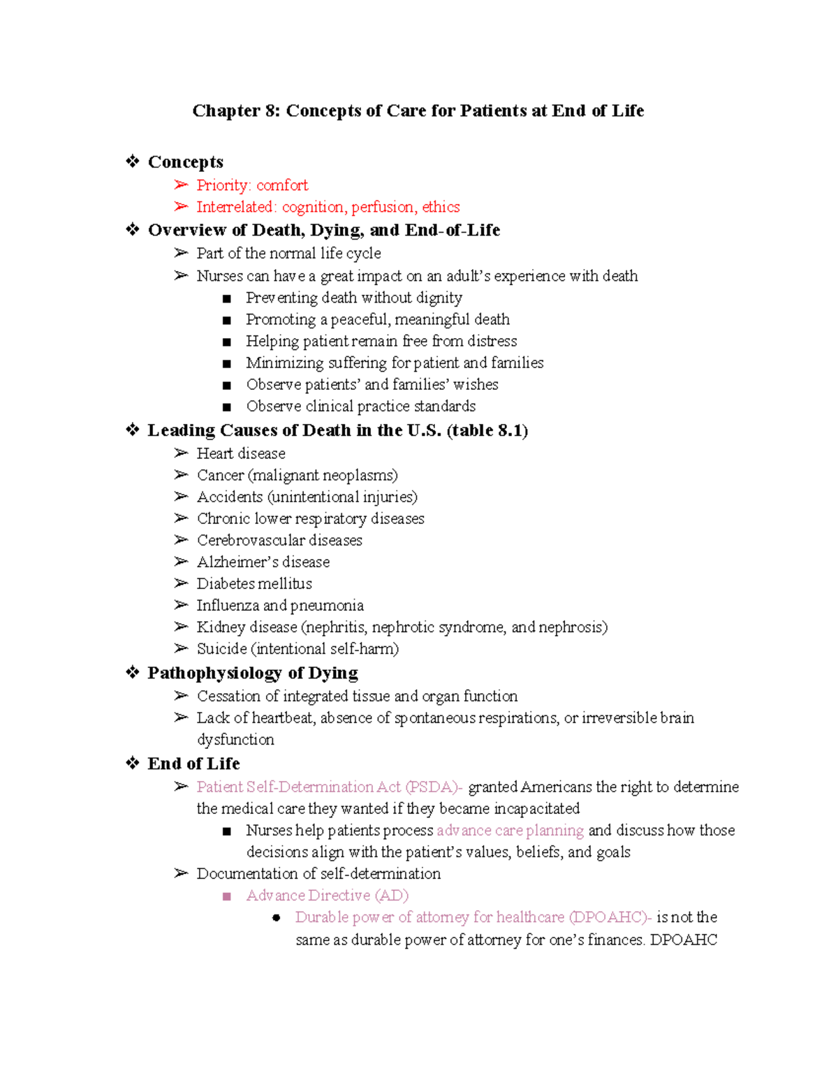 Chapter 8: Care Concepts for End-of-Life Patients - Studocu