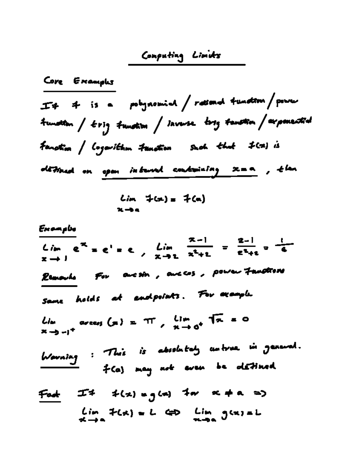 Computing Limits: Core Examples and Key Concepts - Studocu