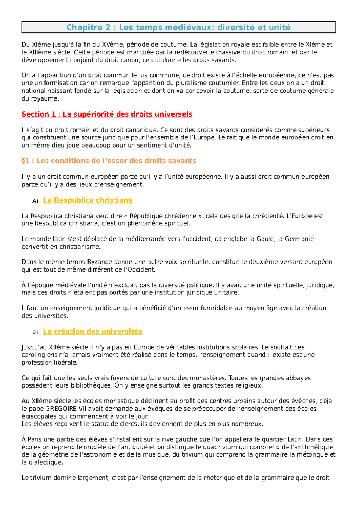 Partie 2 Chapitre 2 - Introduction historique au droit, L1 Droit ...