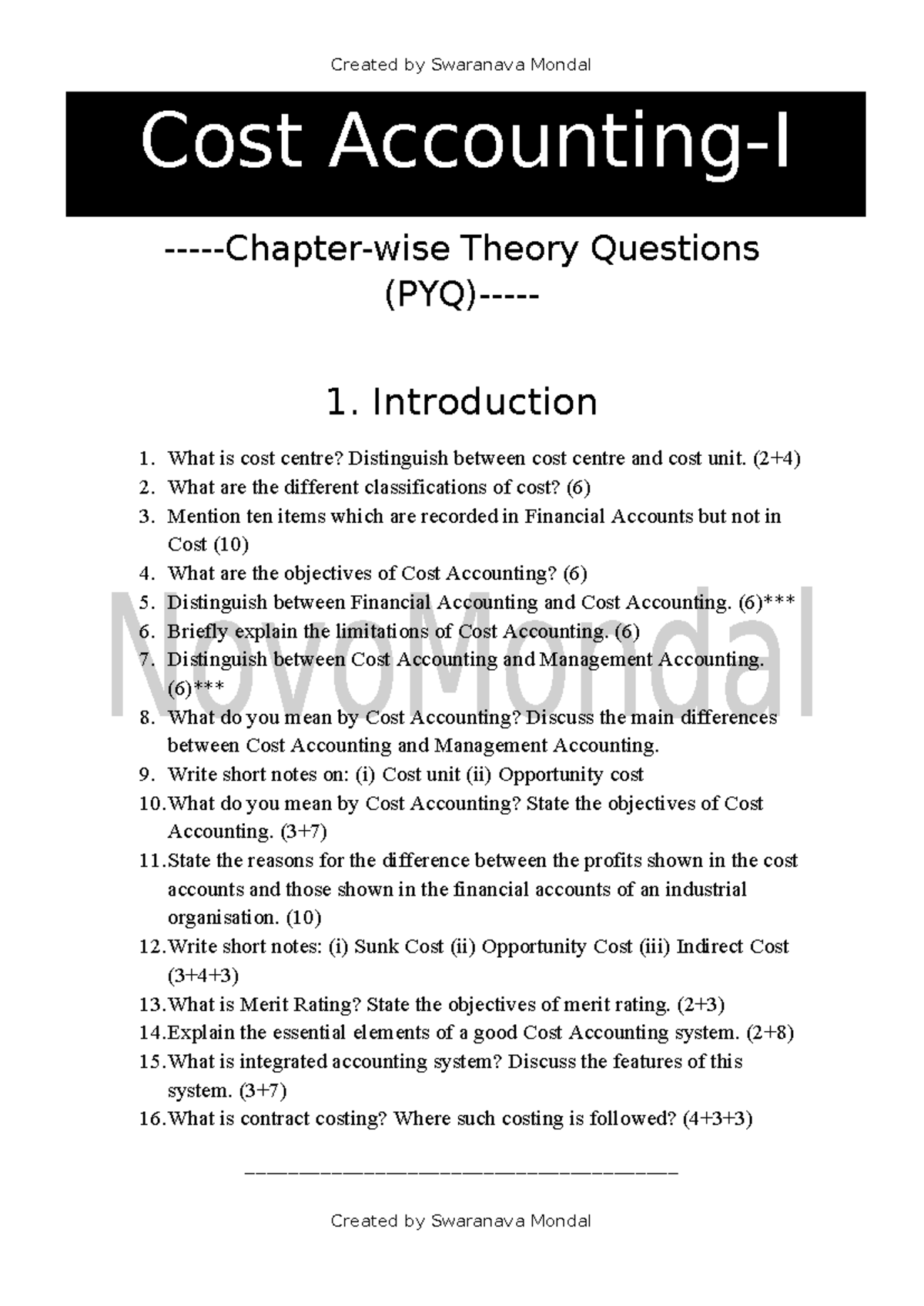 Cost Accounting Theory Questions - CA101 Final Exam Notes - Studocu