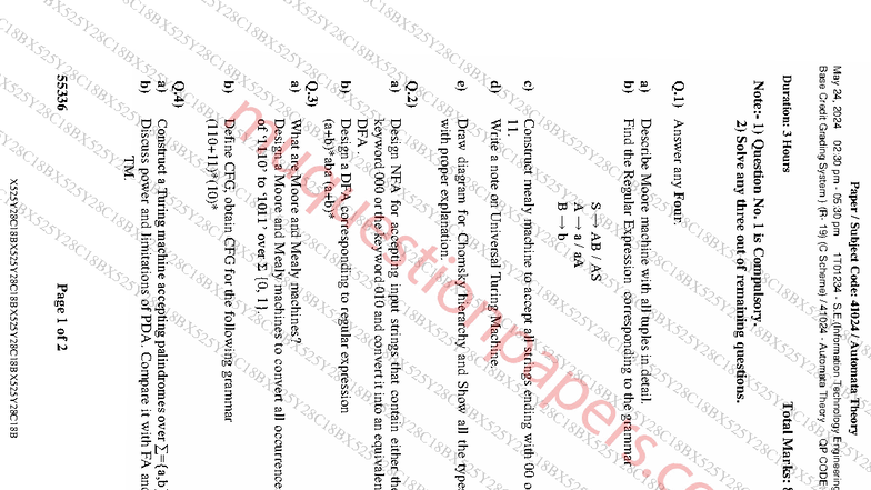 Automata Theory Final Exam Notes - 41024 May 2024 - Studocu